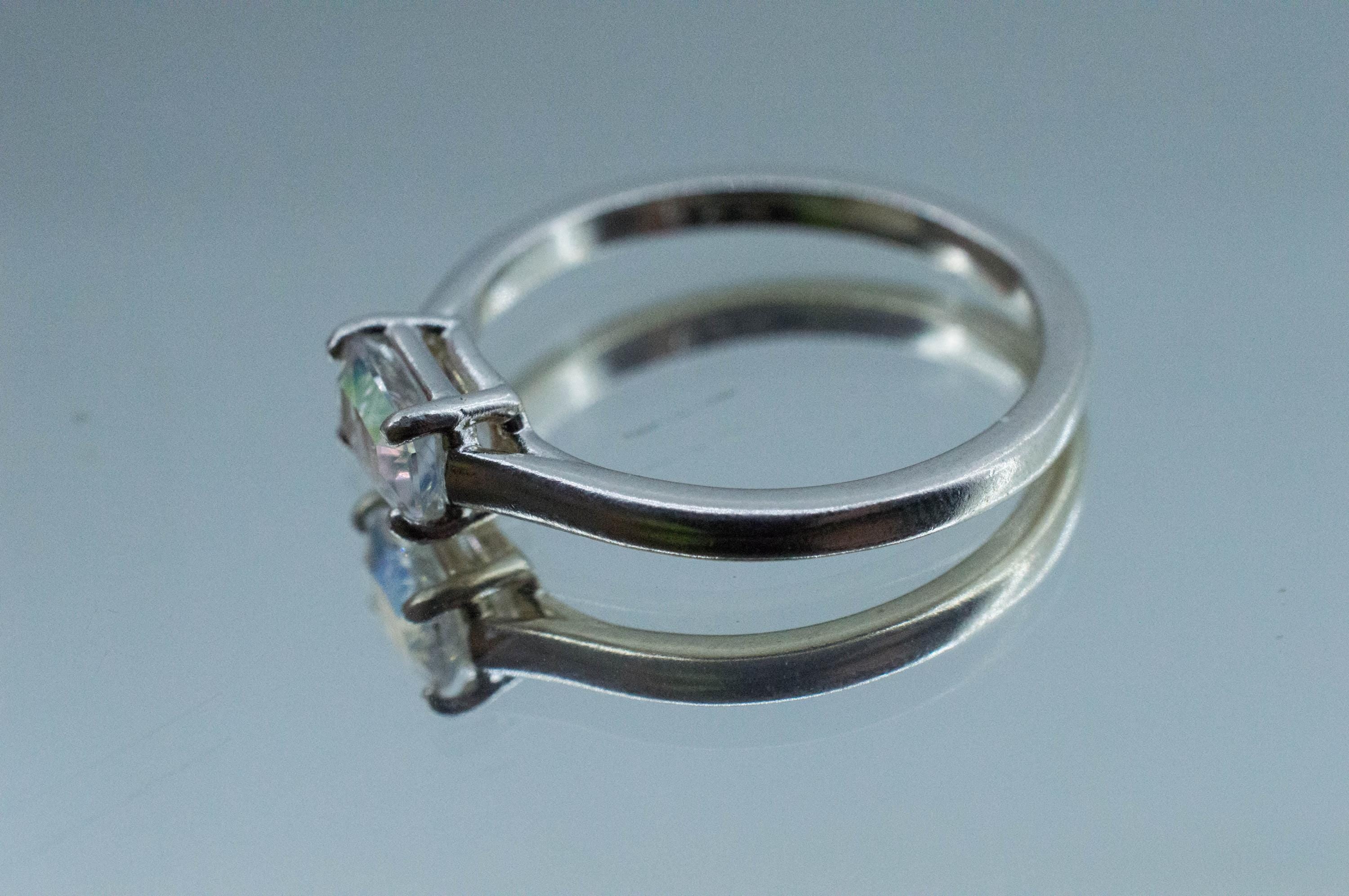 Rainbow Moonstone Ring, Natural Untreated Madagascar Moonstone; 0.630cts