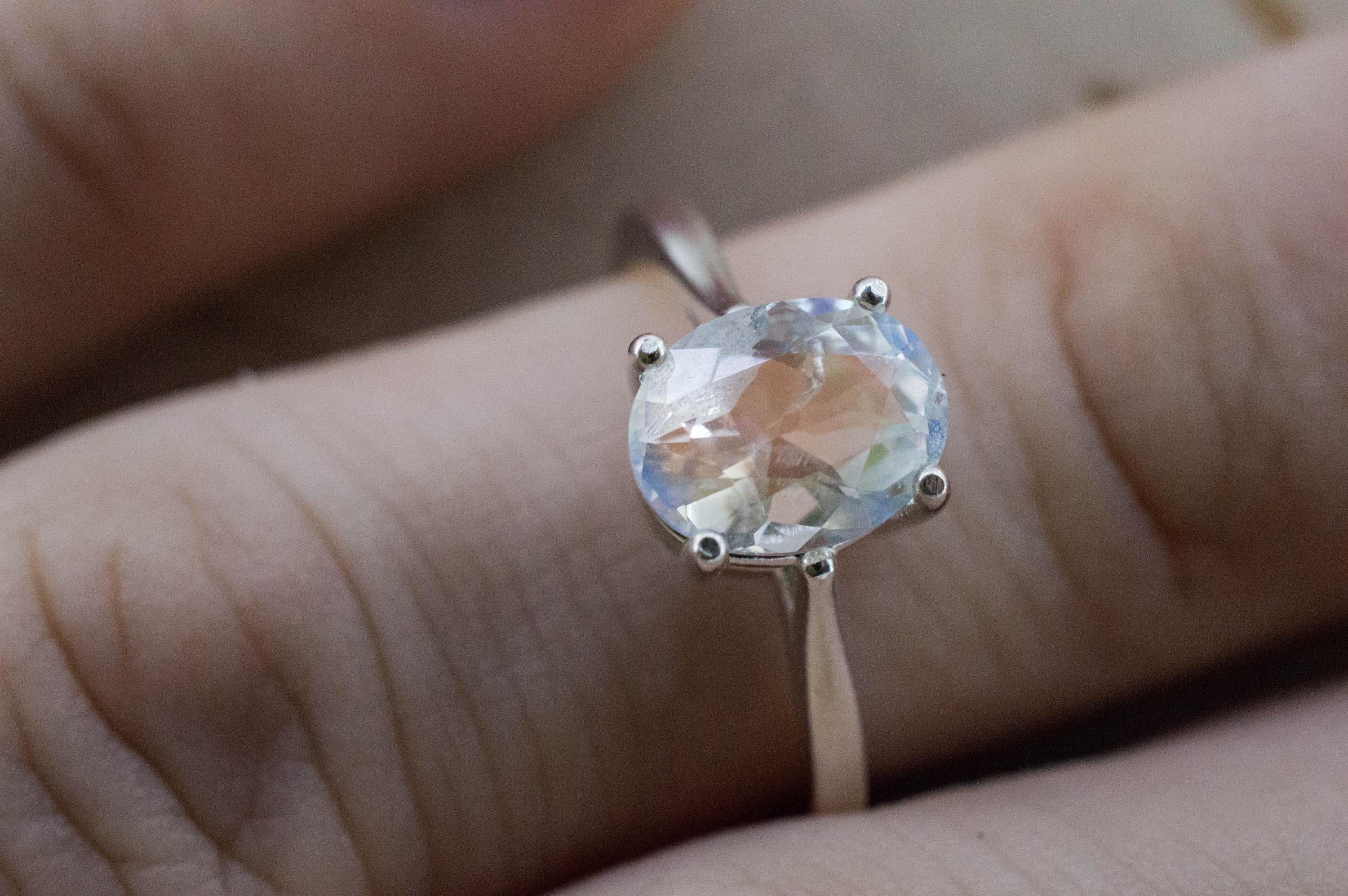 Rainbow Moonstone Ring, Natural Untreated Madagascar Moonstone; 1.720cts