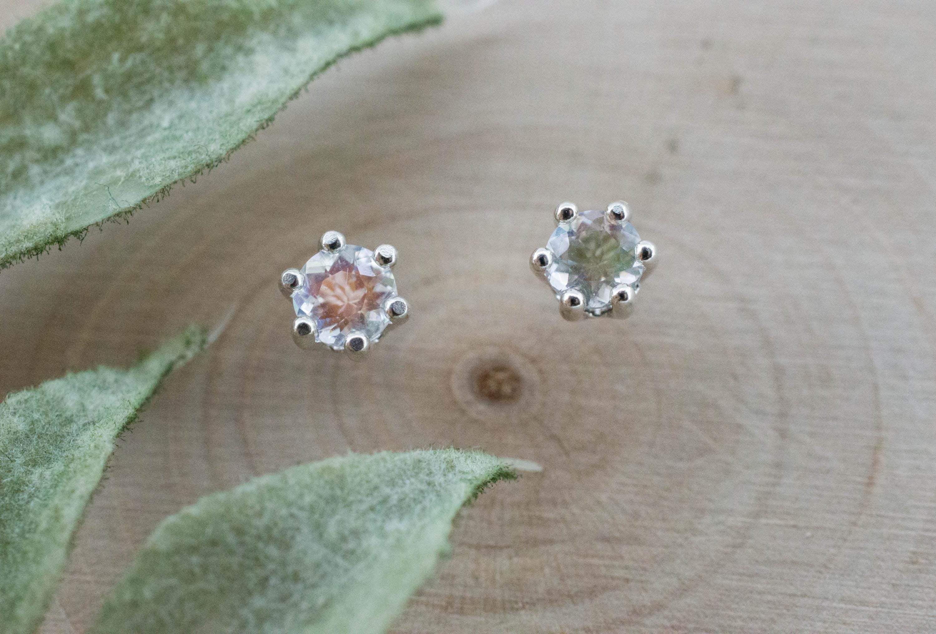 Rainbow Moonstone Earrings, Natural Untreated Madagascar Moonstone; 0.415cts