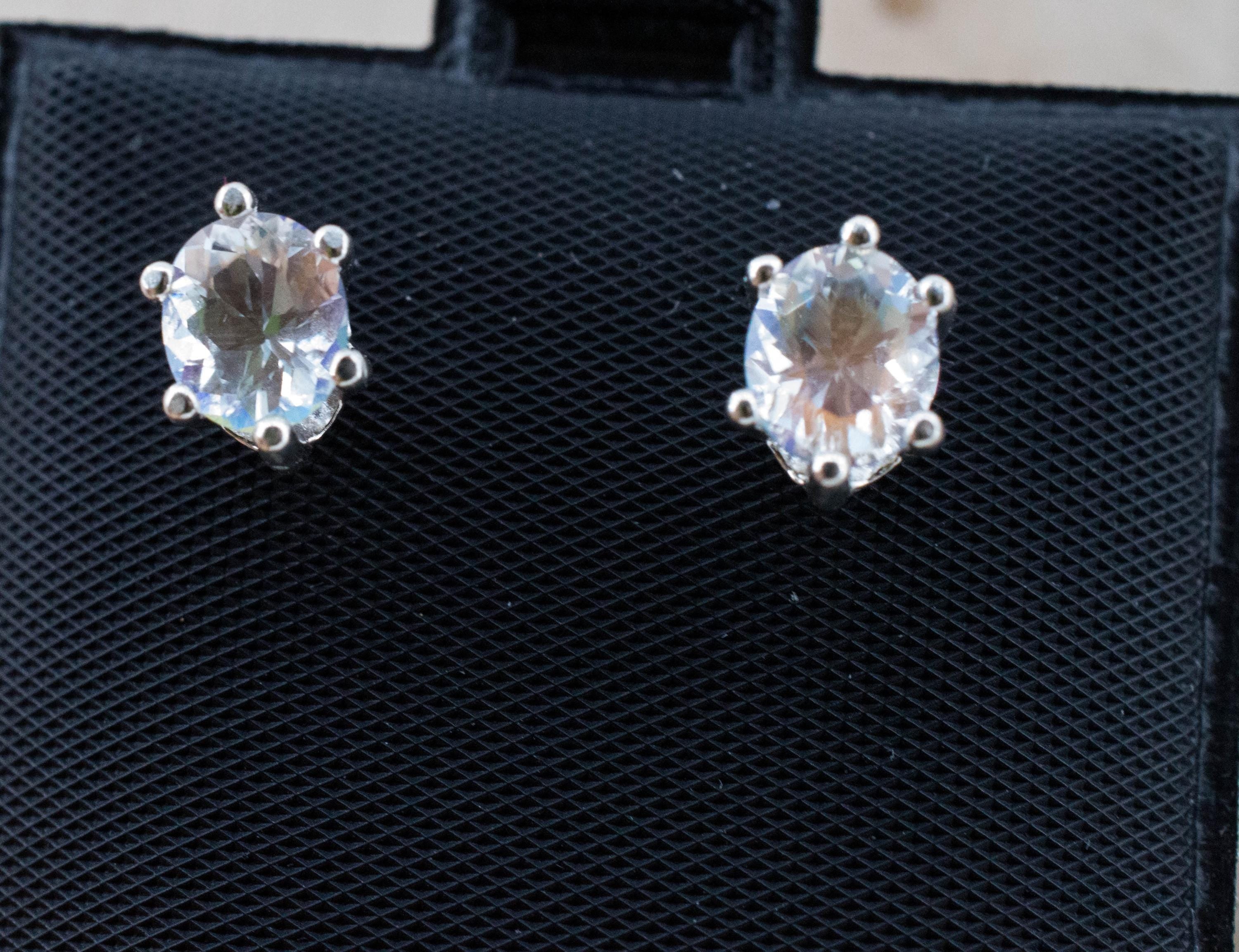 Rainbow Moonstone Earrings, Natural Untreated Madagascar Moonstone; 1.190cts