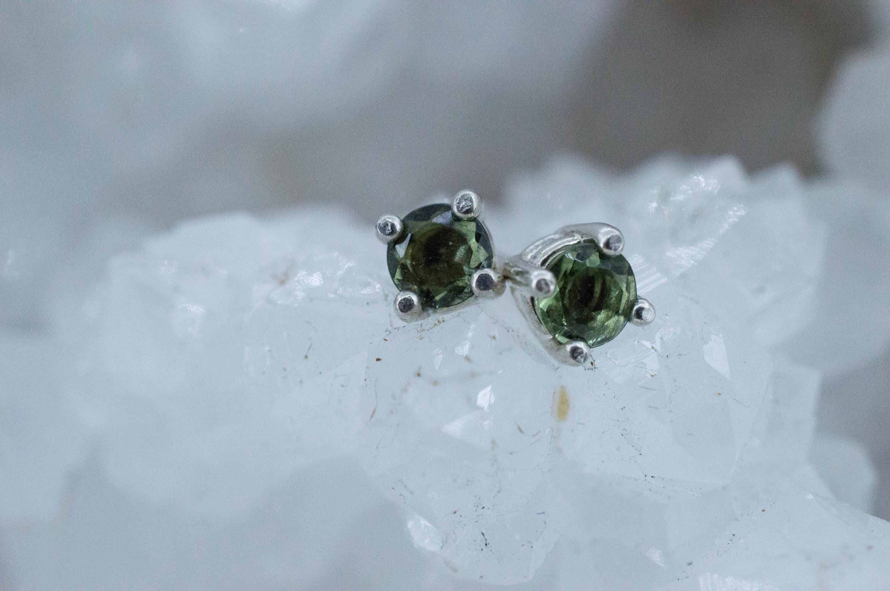 Moldavite Earrings; Natural Untreated Czech Republic Moldavite; 0.325cts