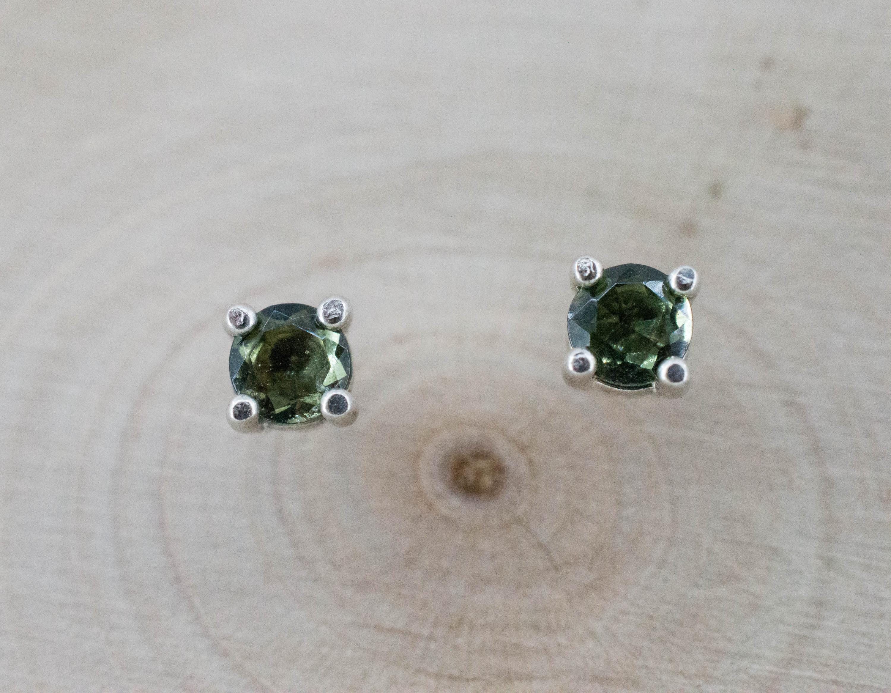Moldavite Earrings; Natural Untreated Czech Republic Moldavite; 0.325cts