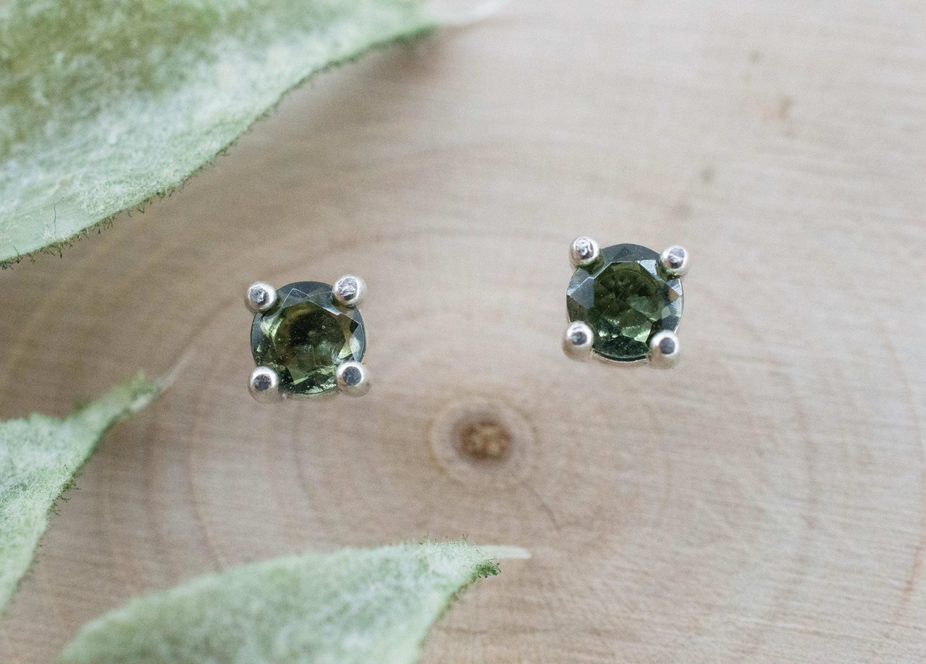 Moldavite Earrings; Natural Untreated Czech Republic Moldavite; 0.325cts