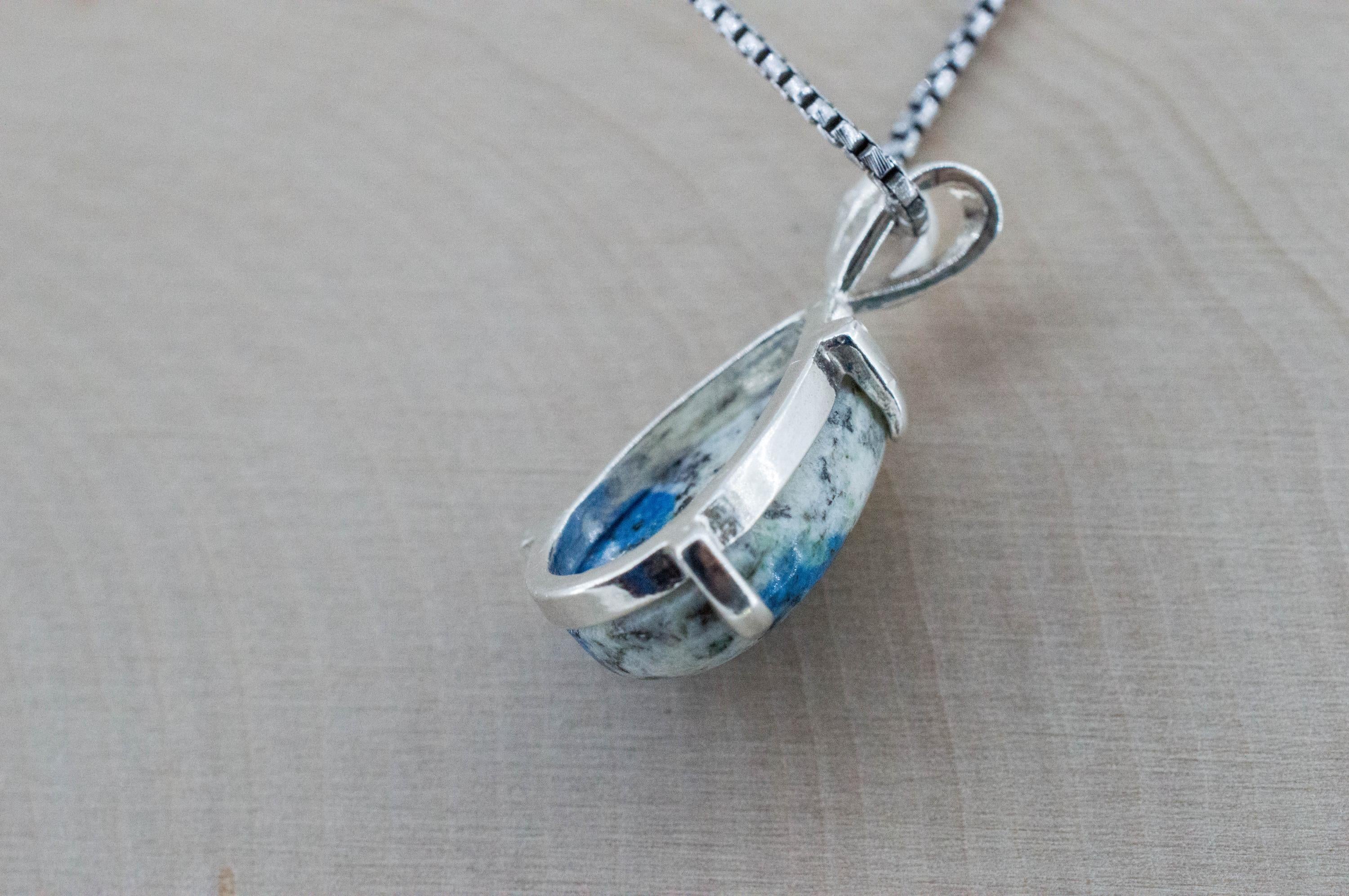 K2 Stone Pendant; Natural Untreated K2 Granite and Azurite; 7.860cts