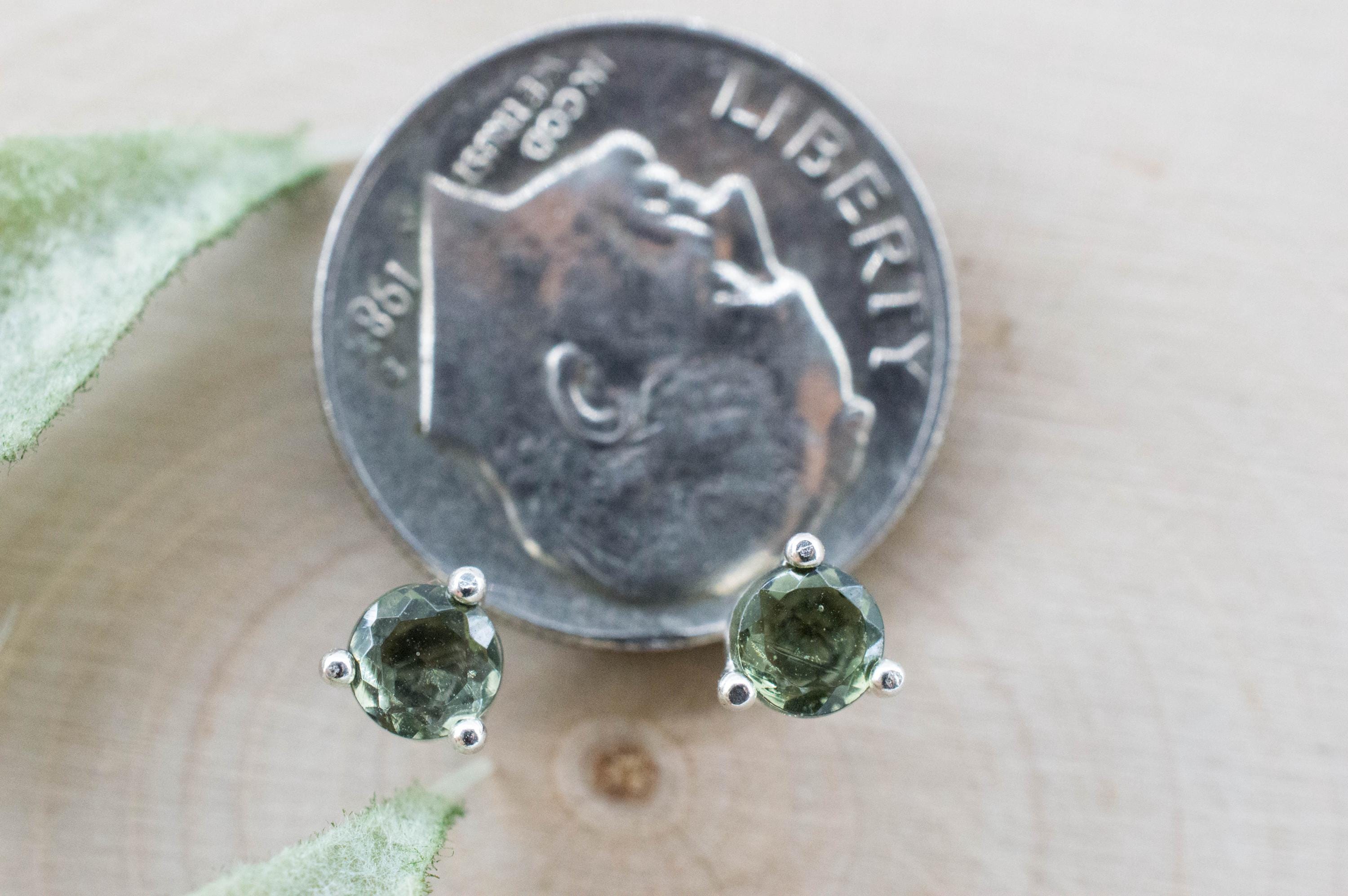 Moldavite Earrings; Natural Untreated Czech Republic Moldavite; 0.395cts
