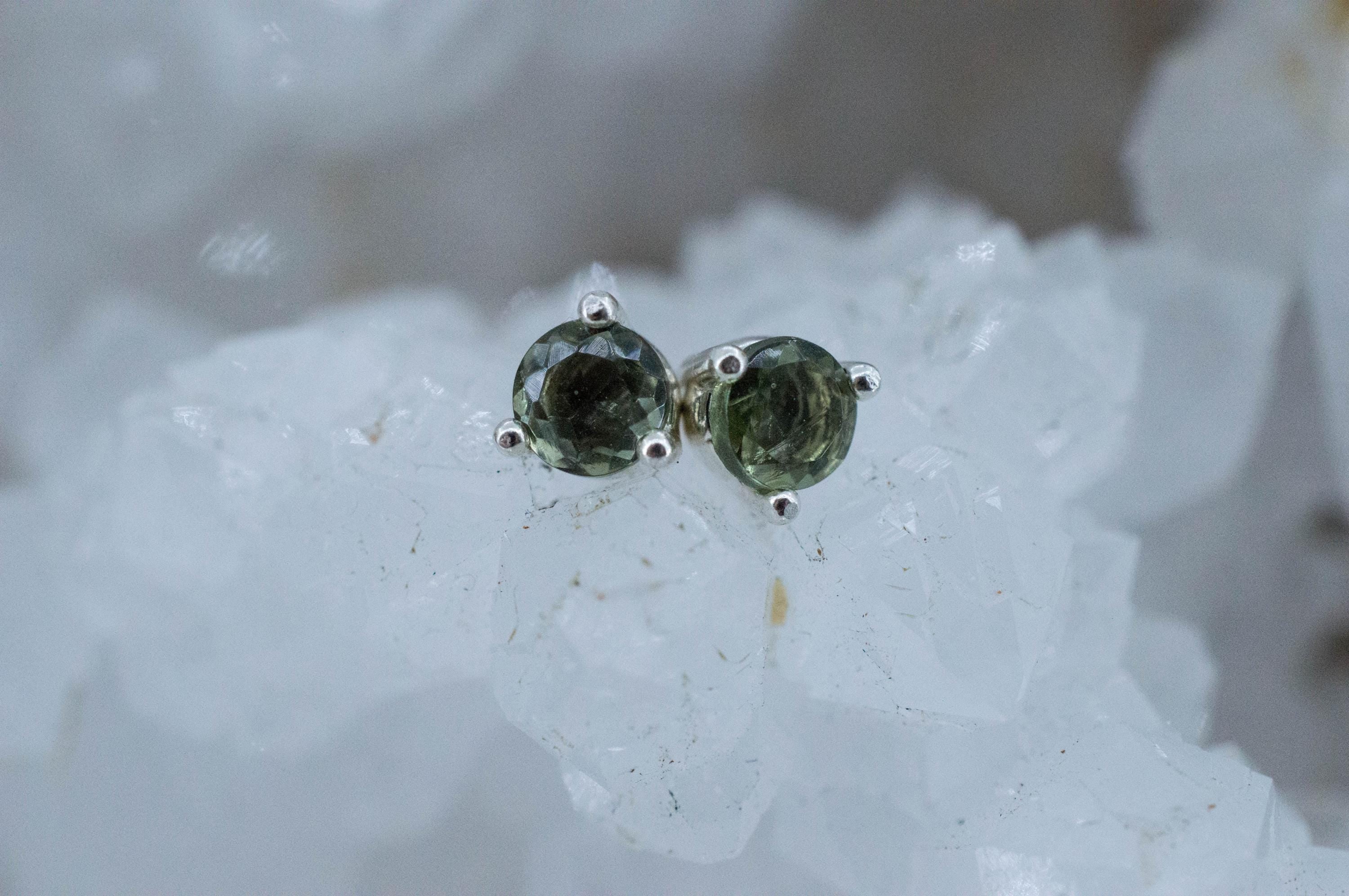 Moldavite Earrings; Natural Untreated Czech Republic Moldavite; 0.395cts