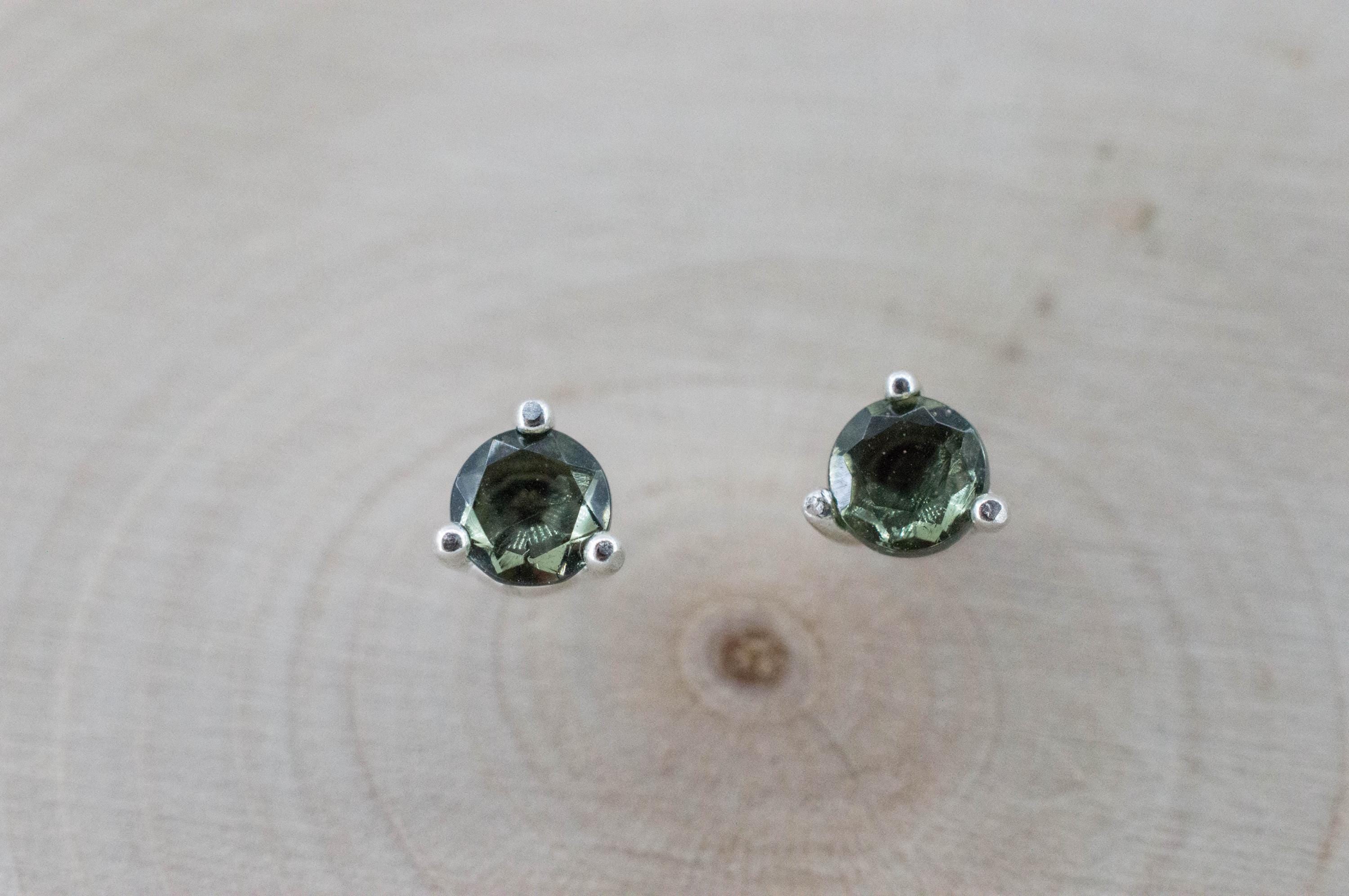 Moldavite Earrings; Natural Untreated Czech Republic Moldavite; 0.390cts