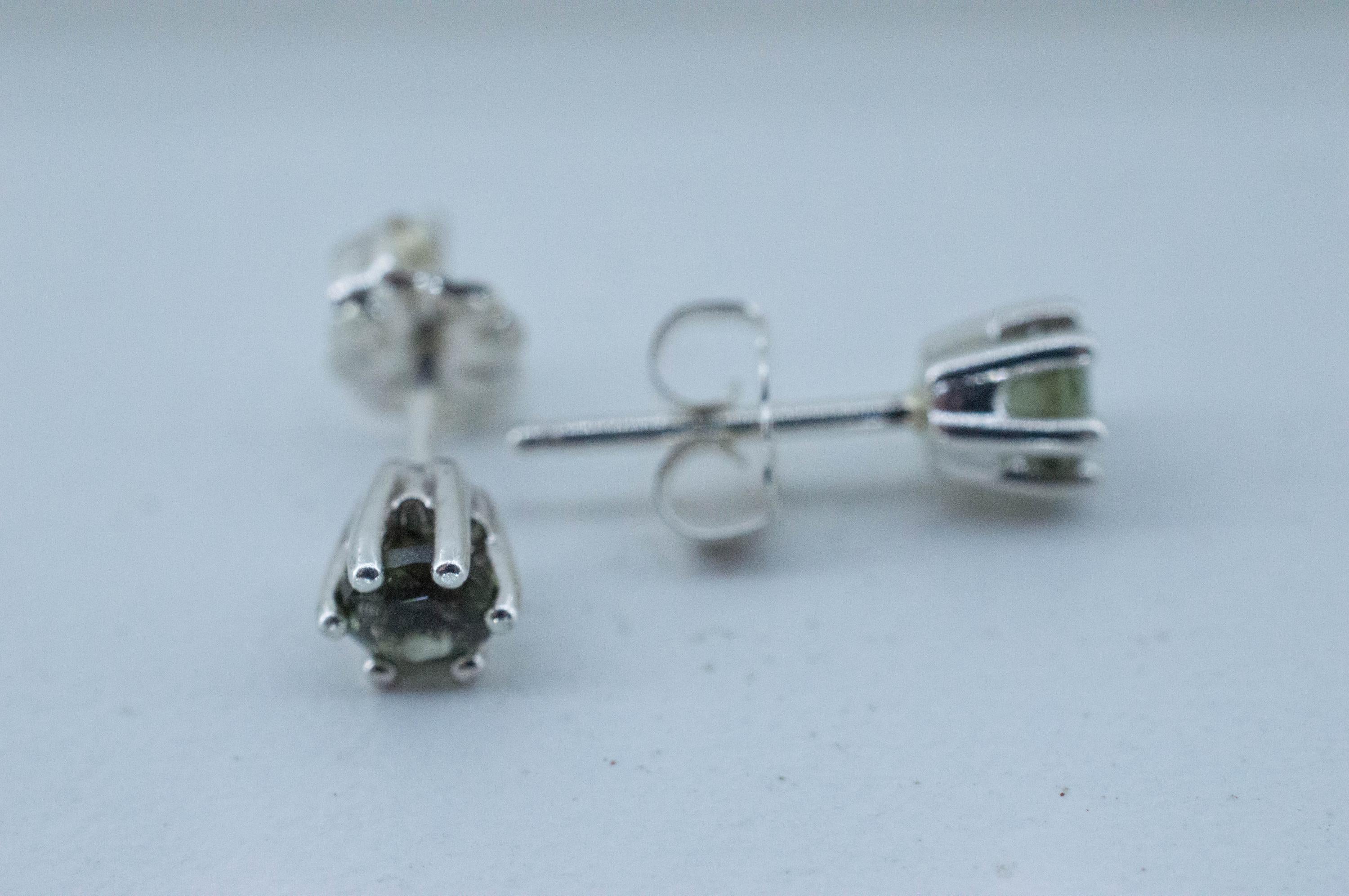 Moldavite Earrings; Natural Untreated Czech Republic Moldavite; 0.400cts