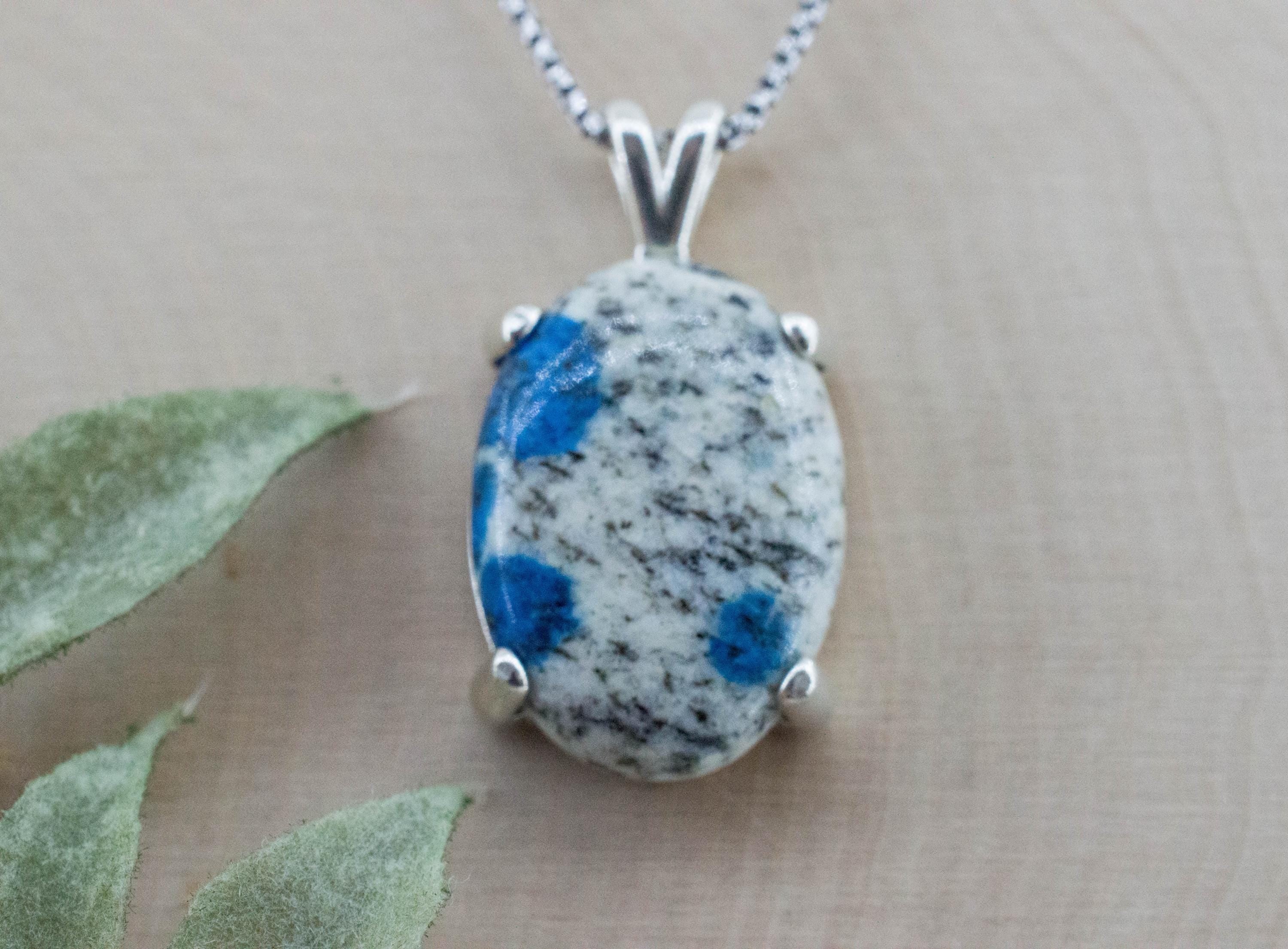 K2 Stone Pendant; Natural Untreated K2 Granite and Azurite; 17.650cts