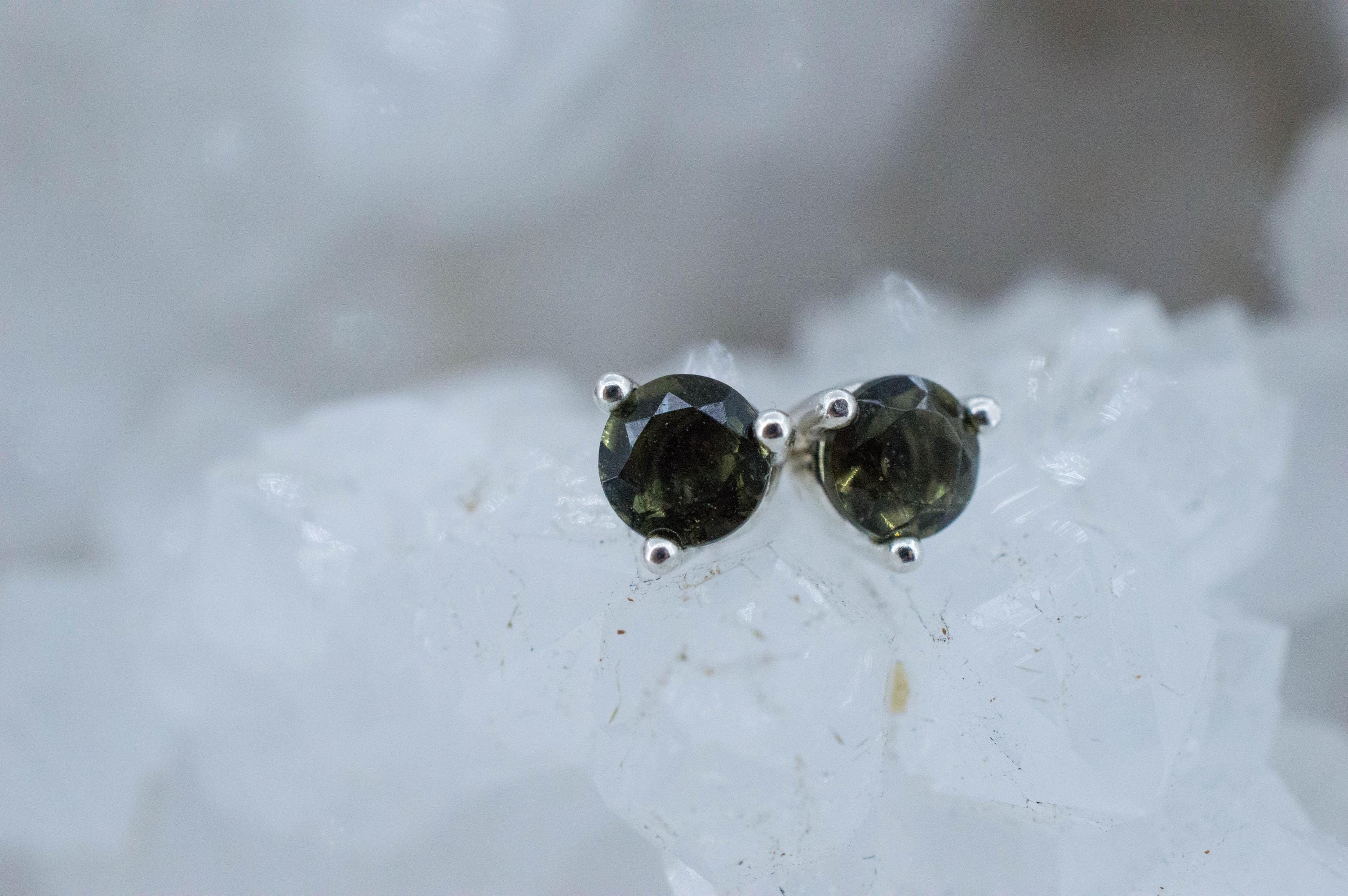 Moldavite Earrings; Natural Untreated Czech Republic Moldavite; 0.455cts
