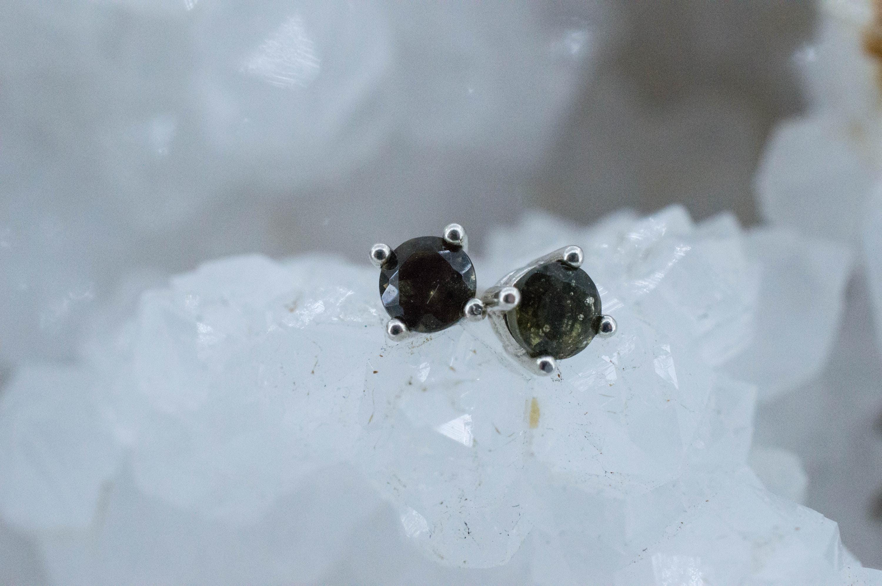 Moldavite Earrings; Natural Untreated Czech Republic Moldavite; 0.460cts