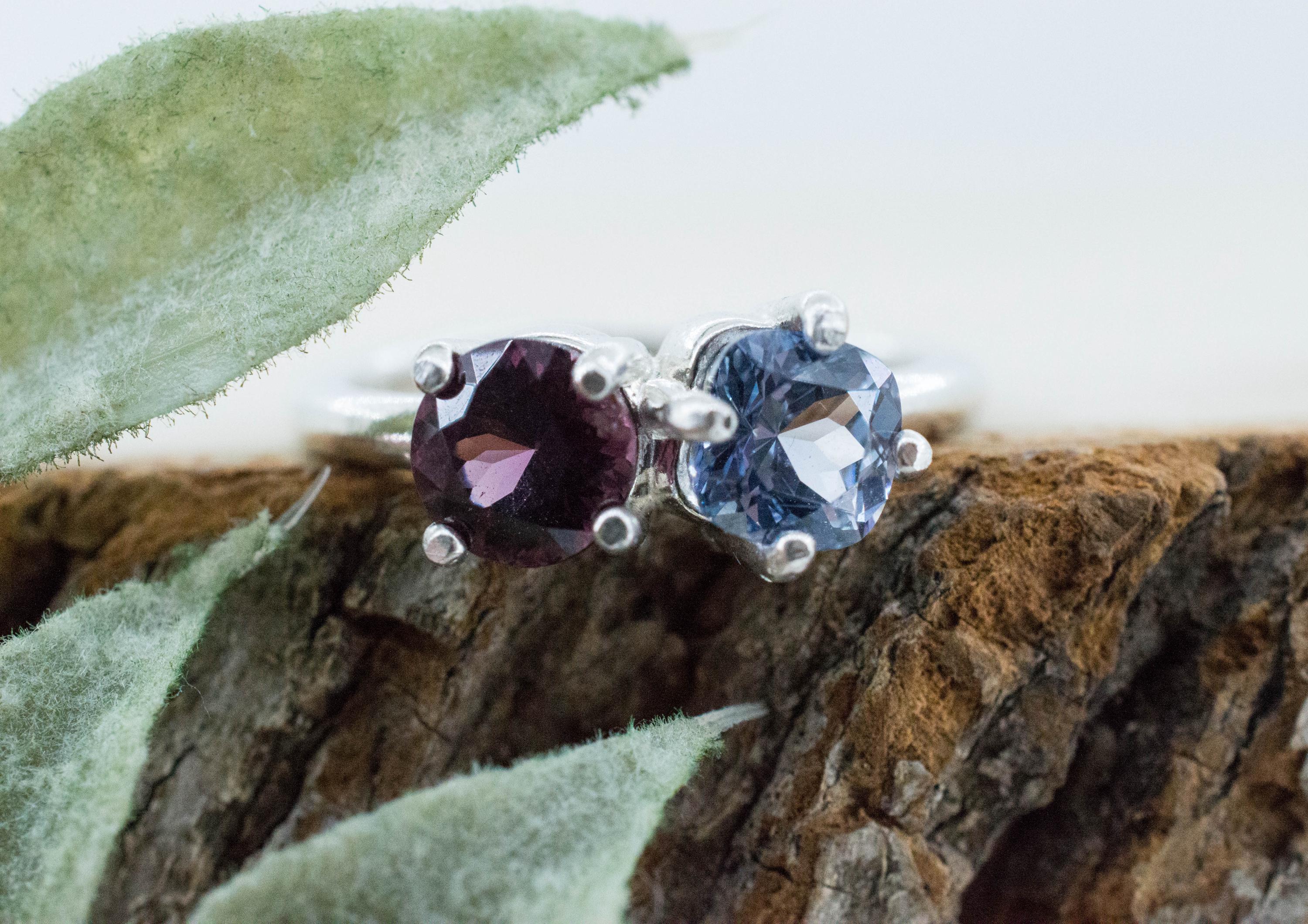 Spinel Ring, Natural Untreated Vietnam and Sri Lanka Blue and Pink Spinel