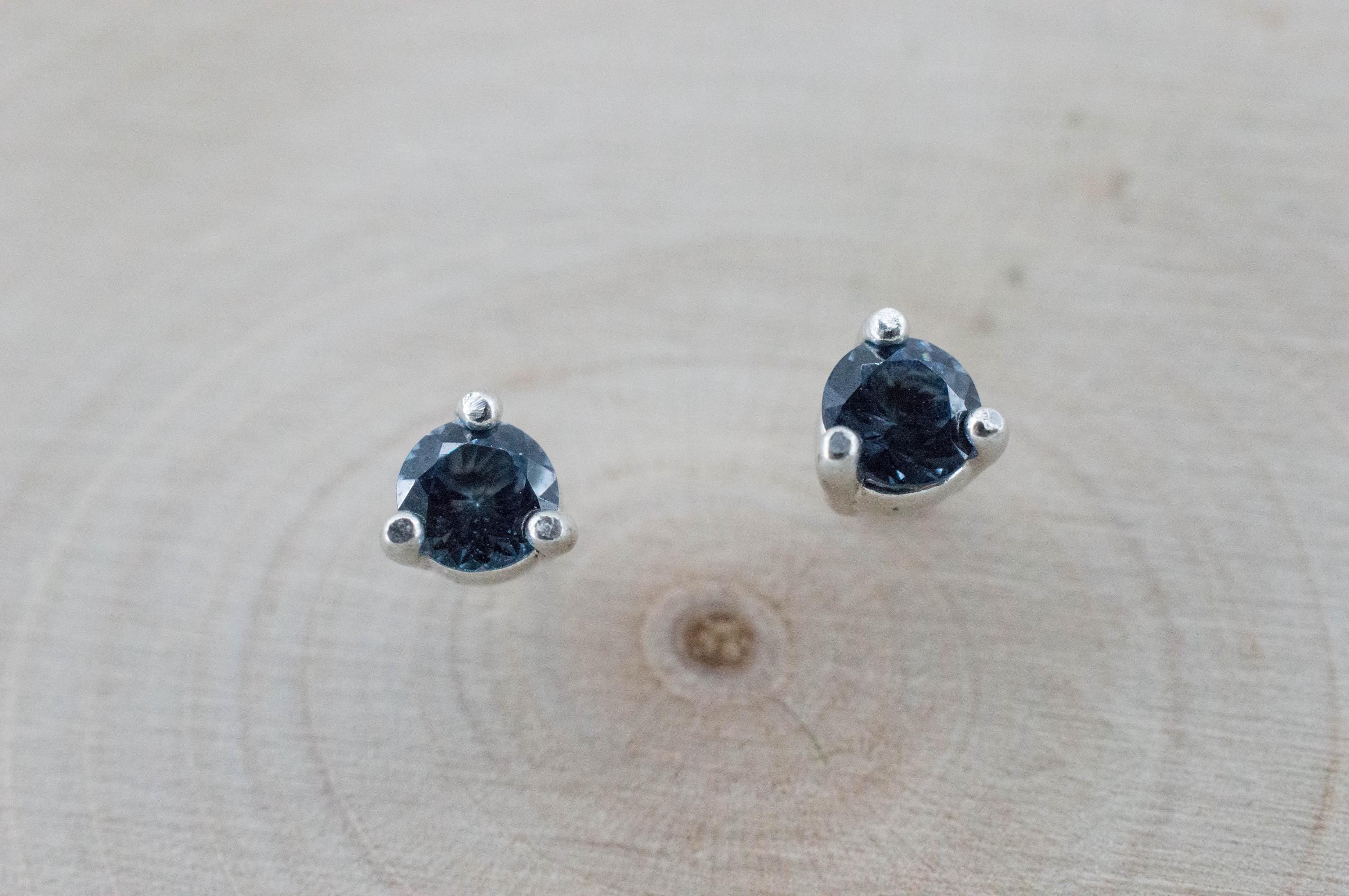 Blue Spinel Earrings; Natural Untreated Sri Lanka Spinel; 0.495cts - Mark Oliver Gems