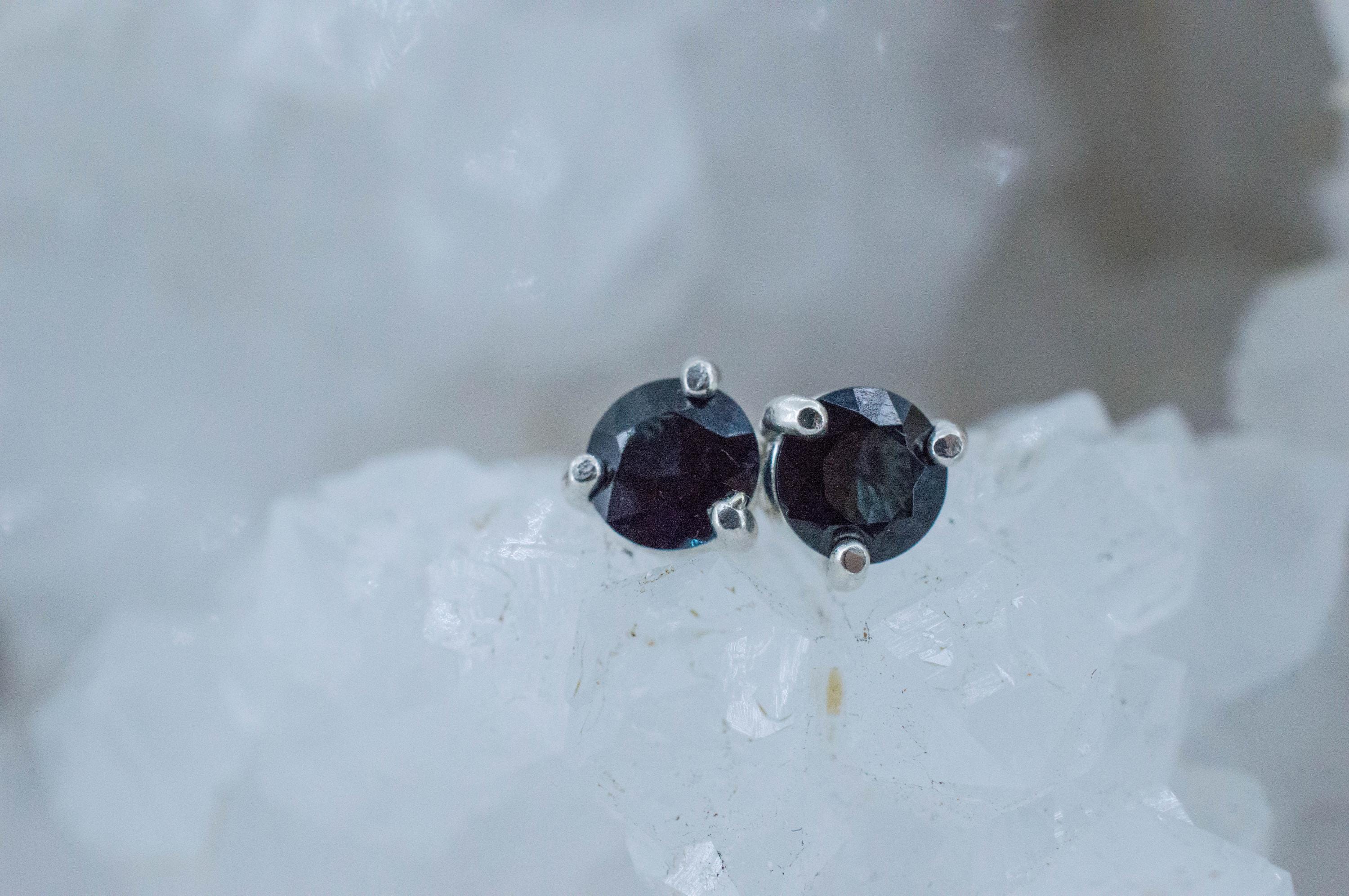 Blue Spinel Earrings; Natural Untreated Sri Lanka Spinel; 1.000cts