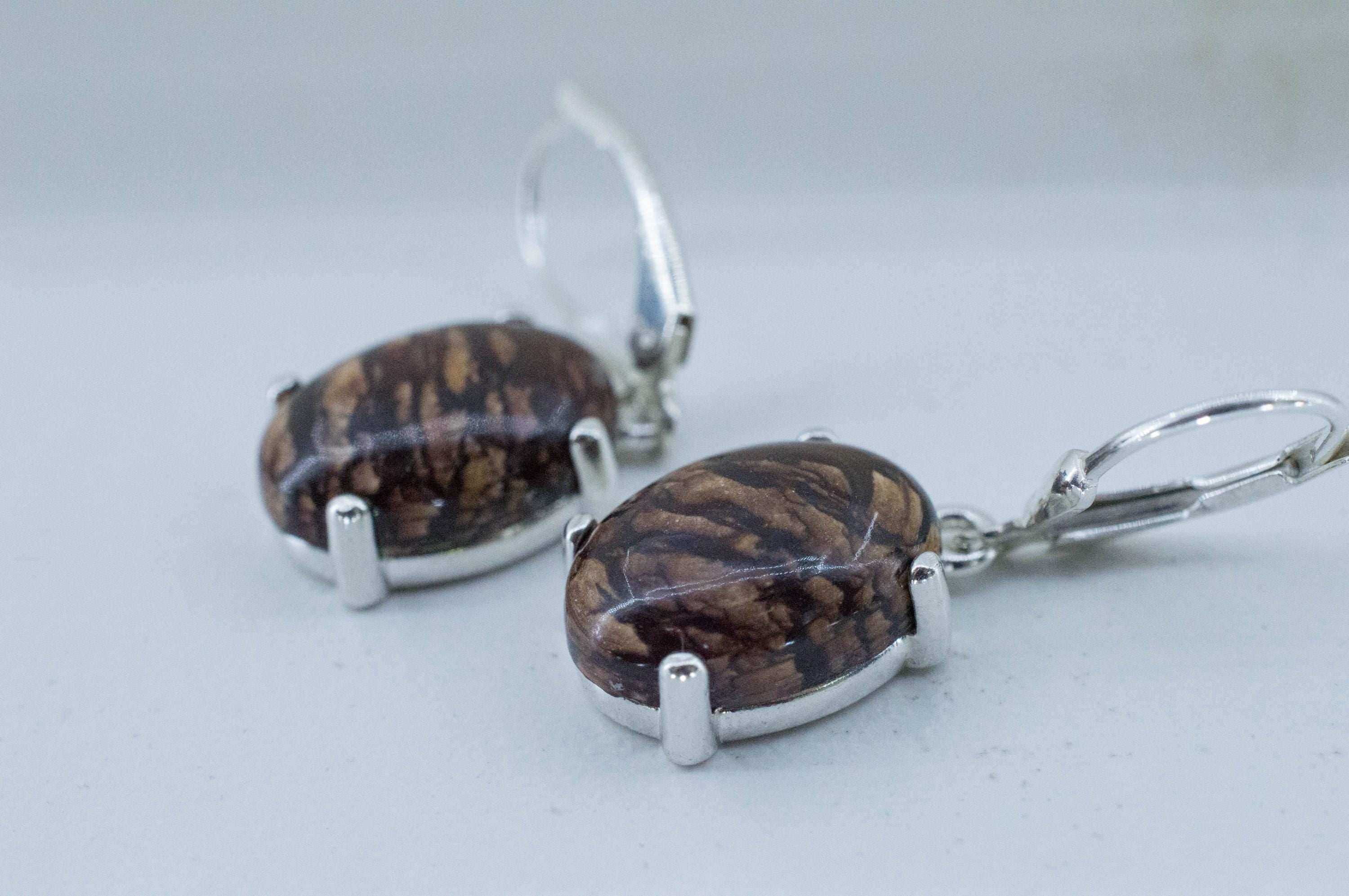 Biggs Jasper Earrings; Natural Untreated Oregon Picture Jasper; 9.980cts