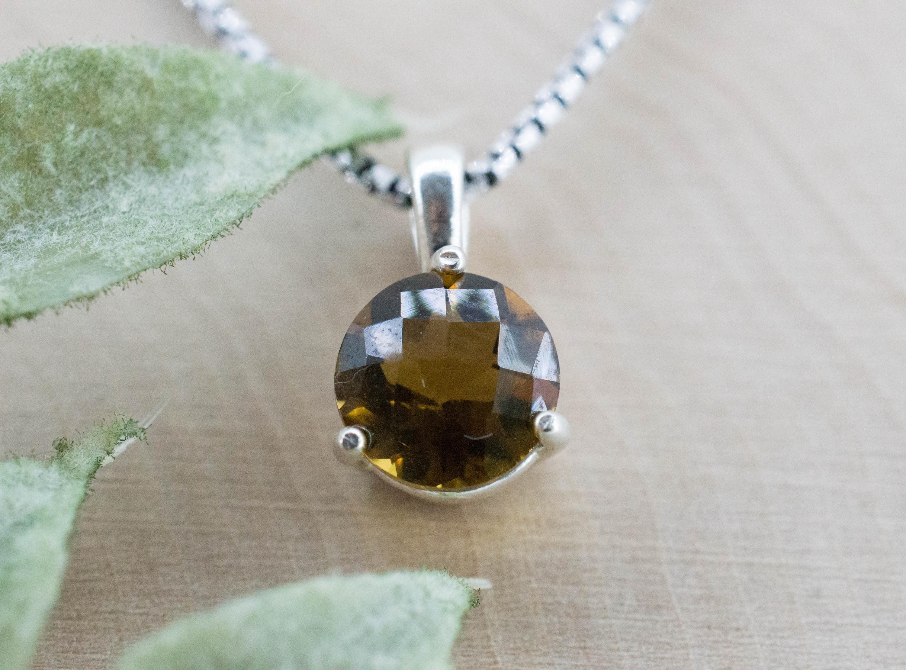 Whiskey Quartz Pendant; Natural Untreated Brazil Quartz; 1.790cts