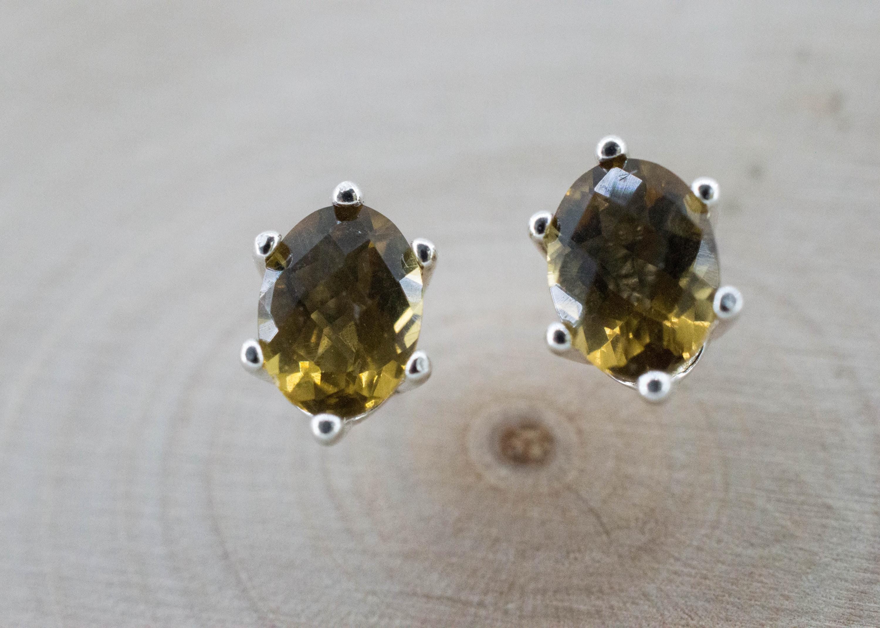 Whiskey Quartz Earrings; Natural Untreated Brazilian Quartz; 1.390cts