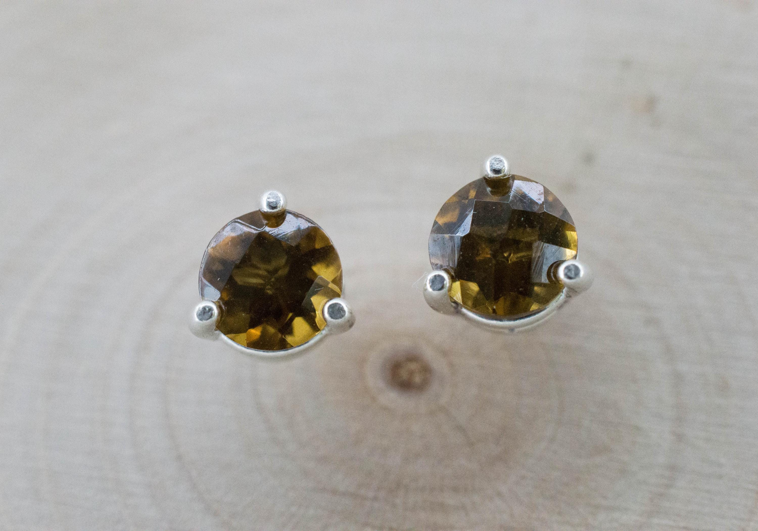 Whiskey Quartz Earrings; Natural Untreated Brazilian Quartz; 1.410cts