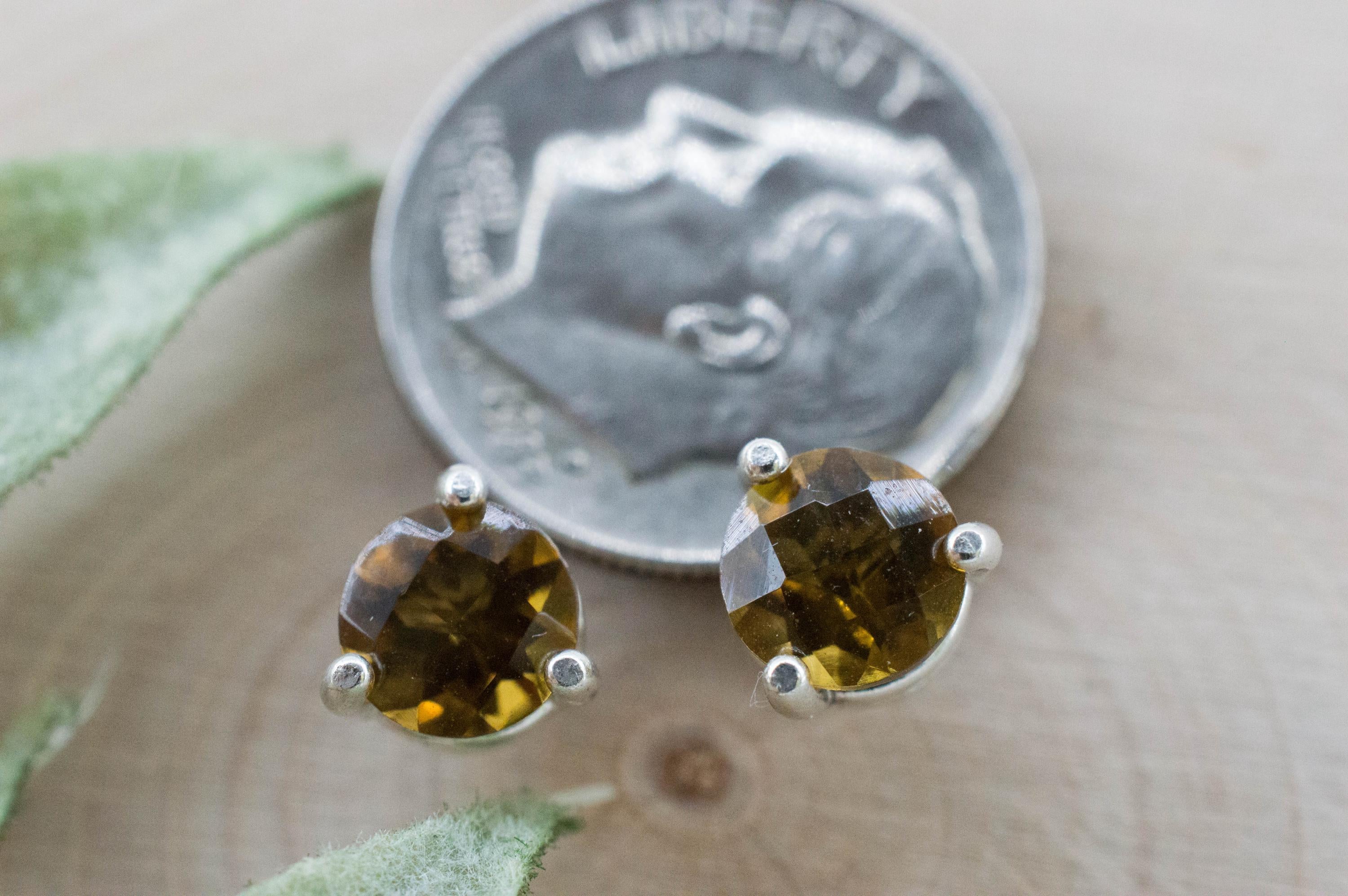 Whiskey Quartz Earrings; Natural Untreated Brazilian Quartz; 1.410cts