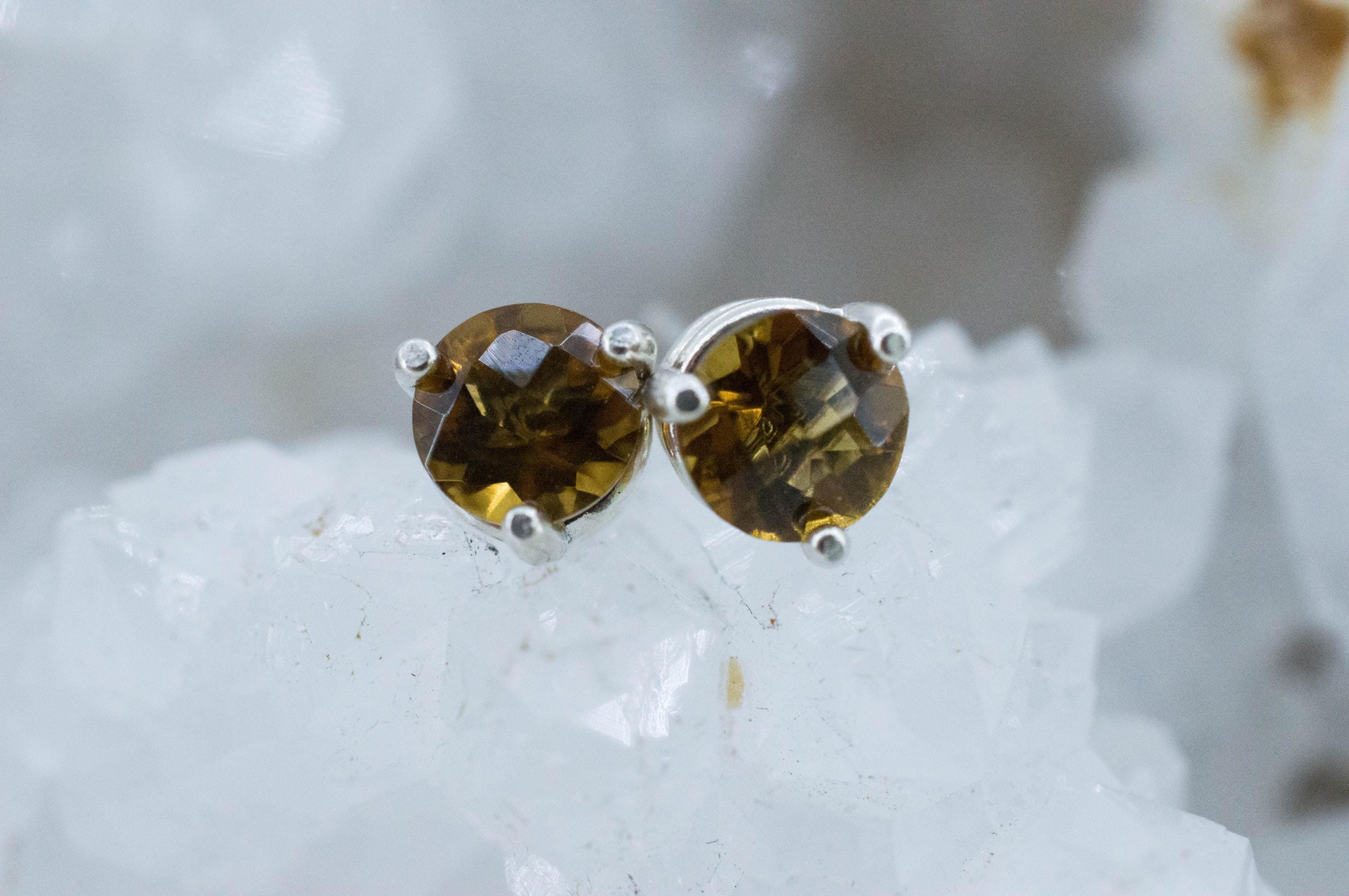 Whiskey Quartz Earrings; Natural Untreated Brazilian Quartz; 1.410cts