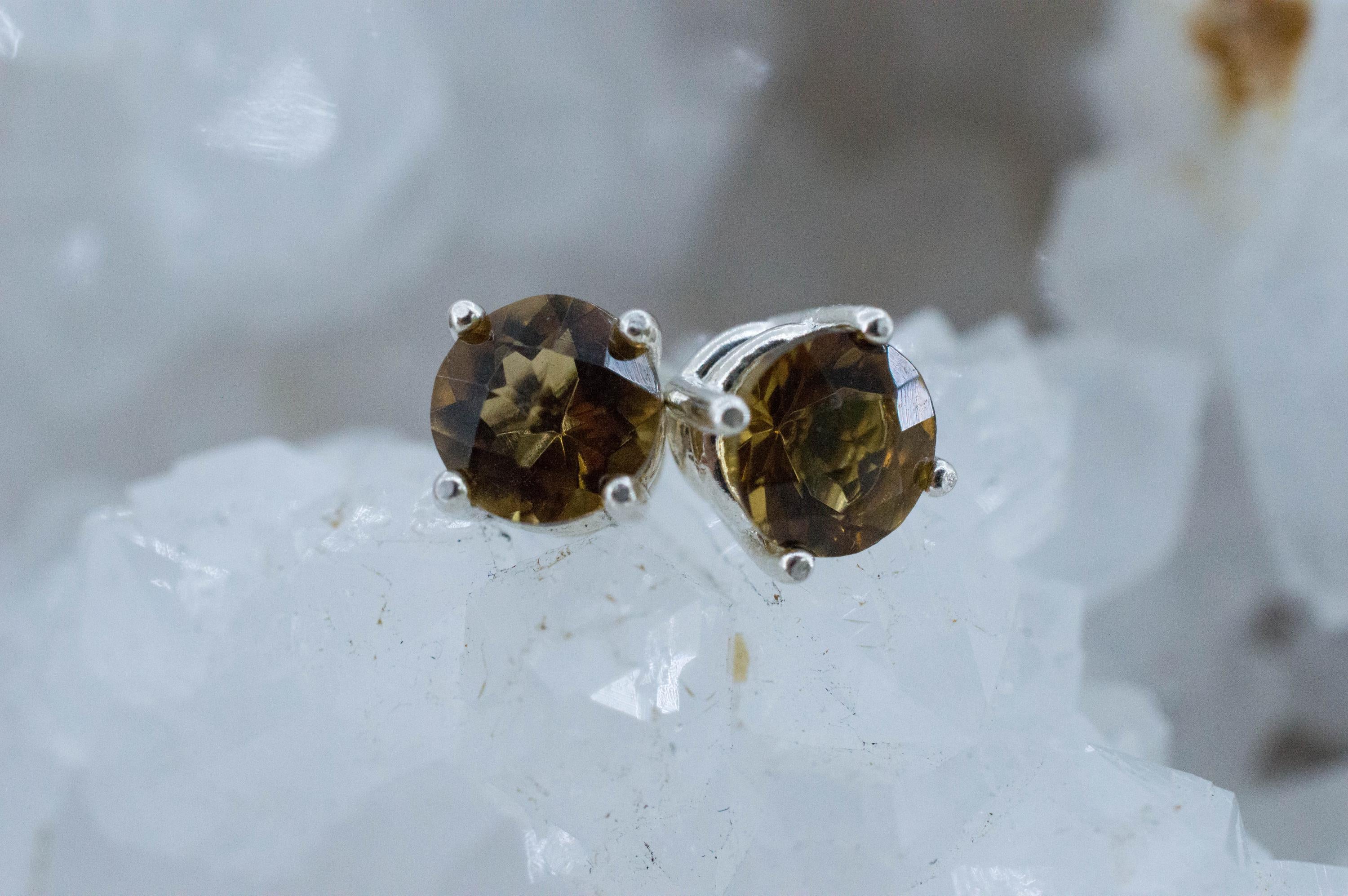Whiskey Quartz Earrings; Natural Untreated Brazilian Quartz; 1.525cts