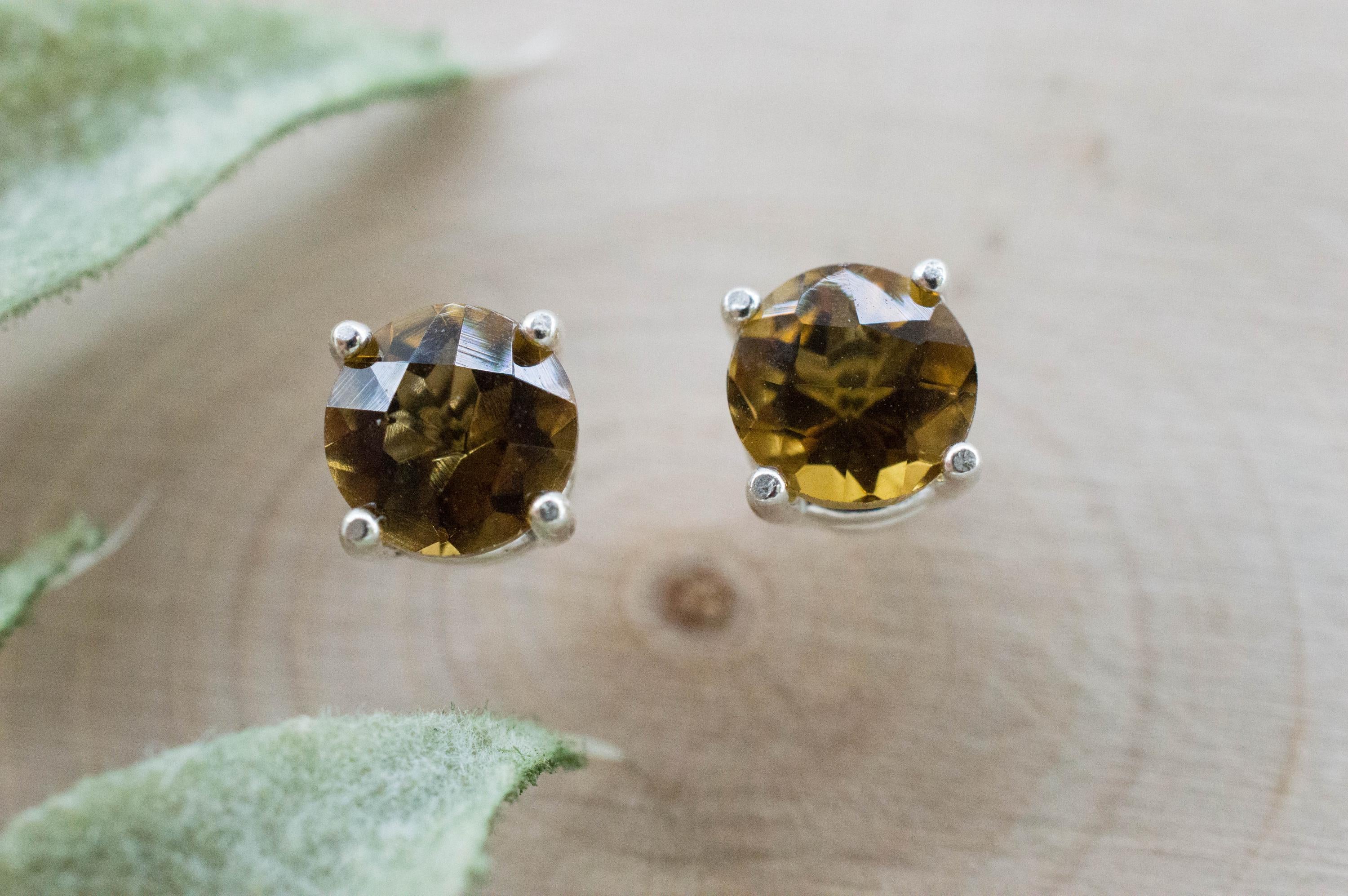 Whiskey Quartz Earrings; Natural Untreated Brazilian Quartz; 1.525cts