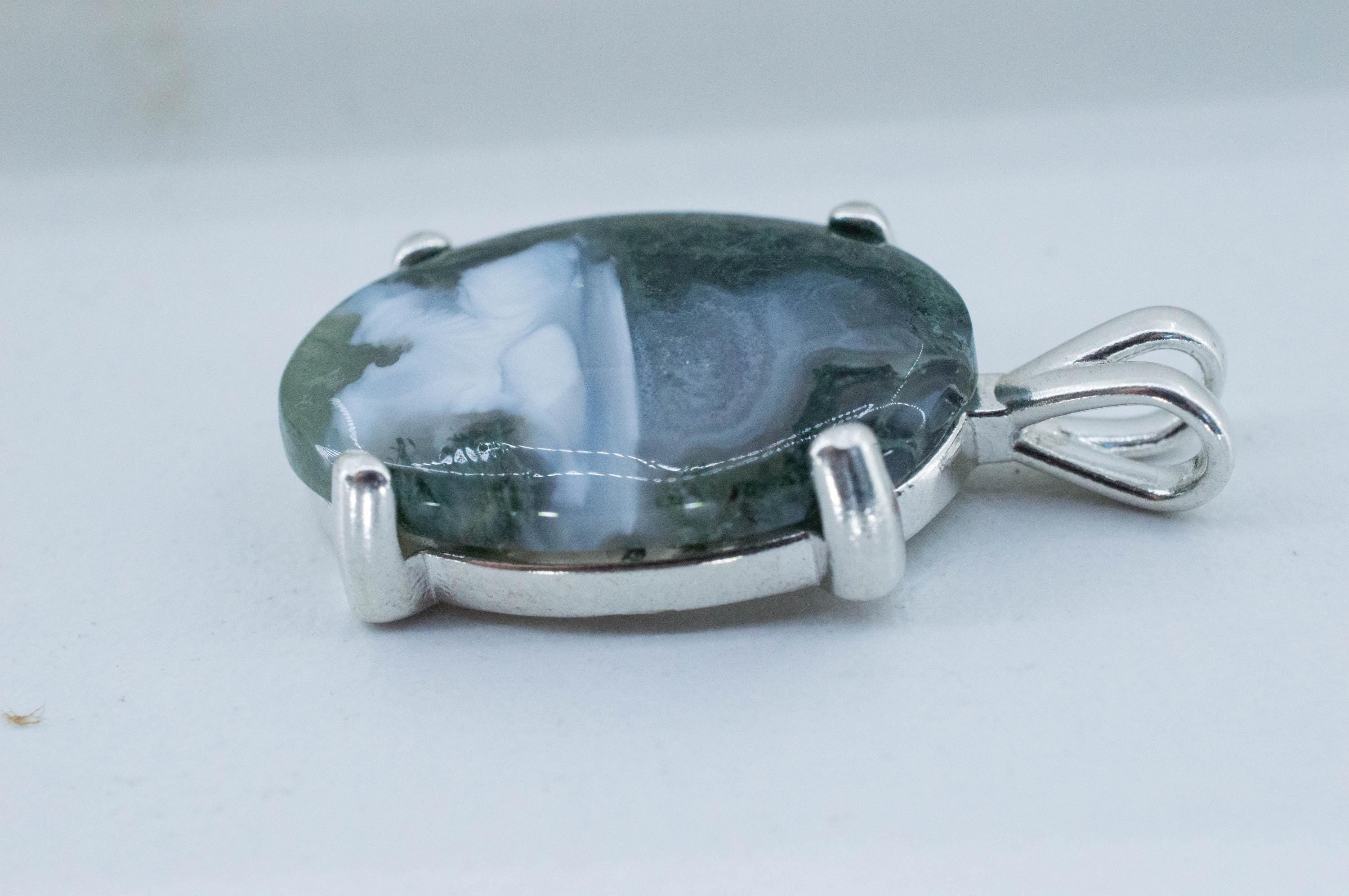 Green Moss Agate Pendant, Natural Untreated India Moss Agate; 15.125cts