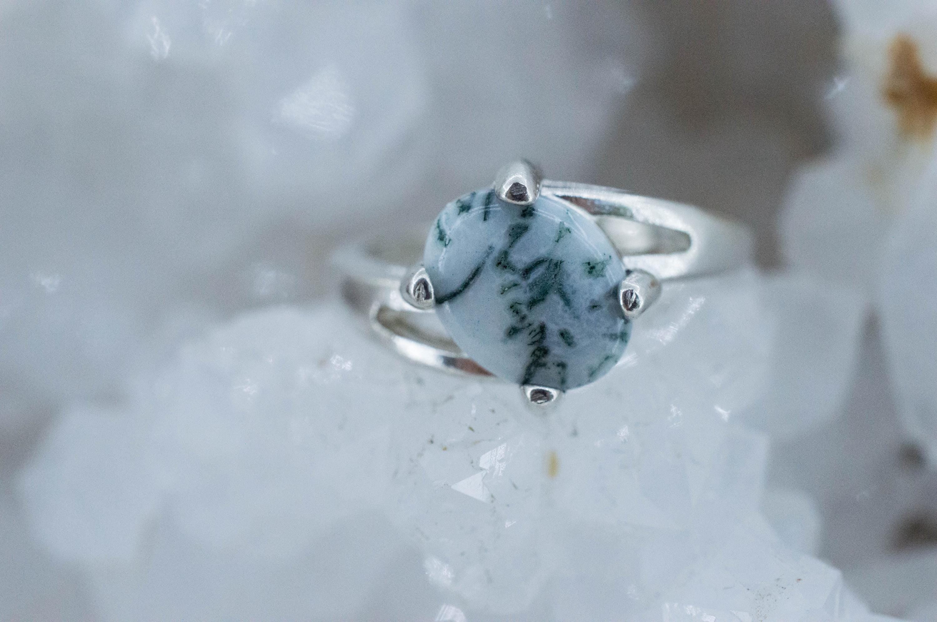 Tree Agate Ring; Natural Untreated Brazil Dendritic Agate; 1.640cts