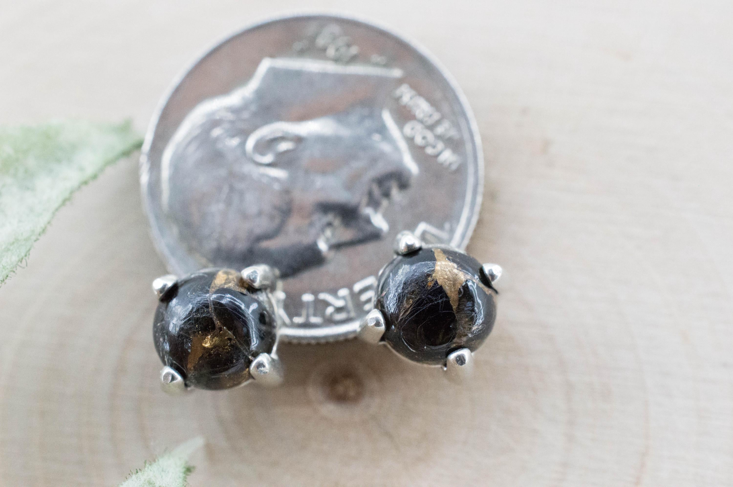 Copper Obsidian Earrings; Natural USA Obsidian; 1.405cts