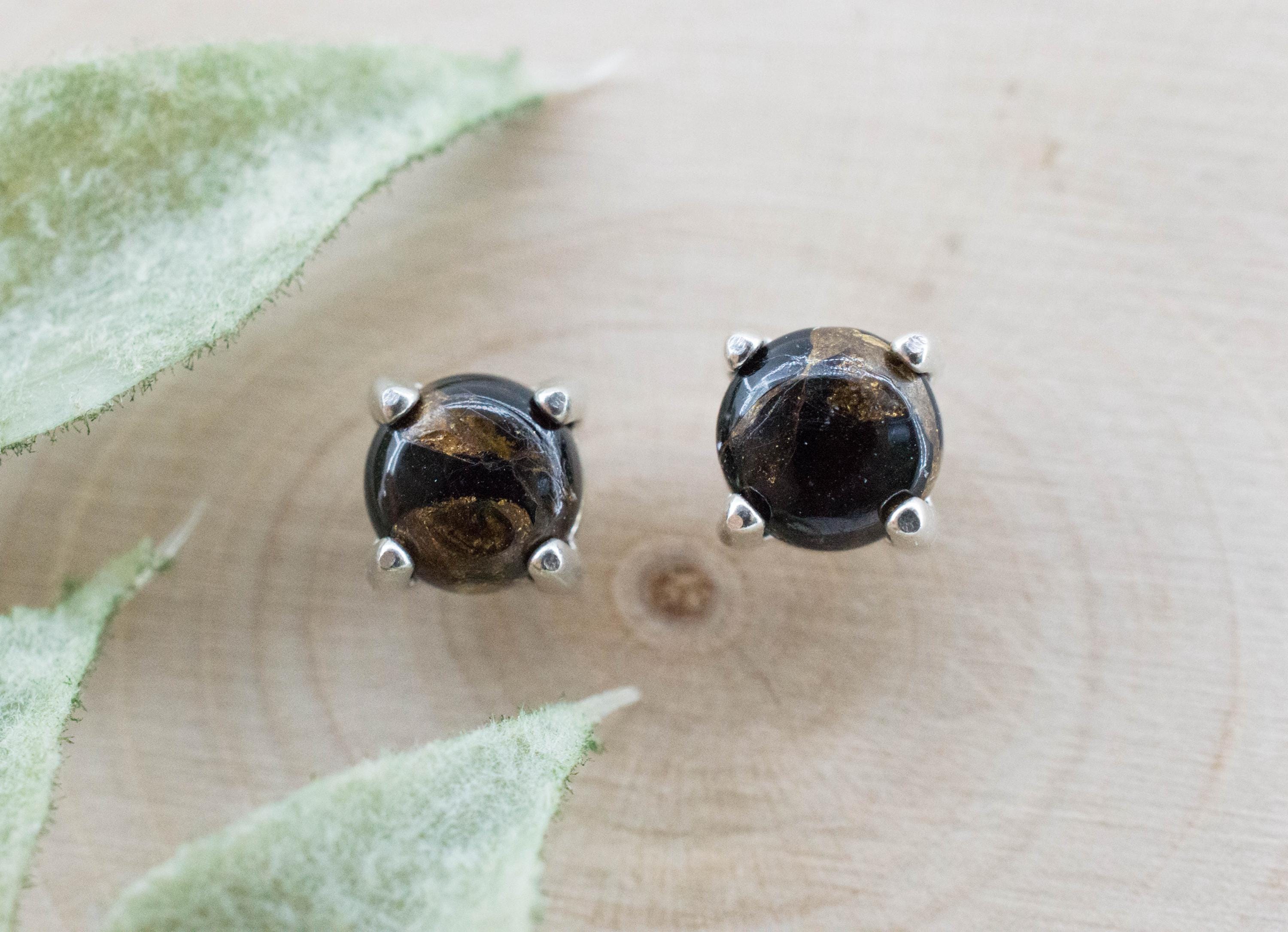 Copper Obsidian Earrings; Natural USA Obsidian; 1.425cts