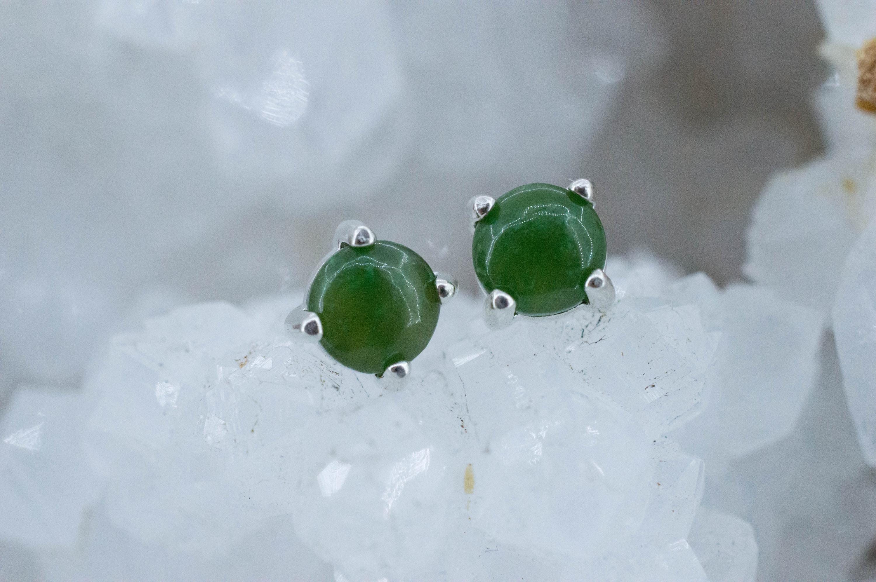 Jade Earrings; Natural Untreated Wyoming Nephrite Jade; 1.565cts