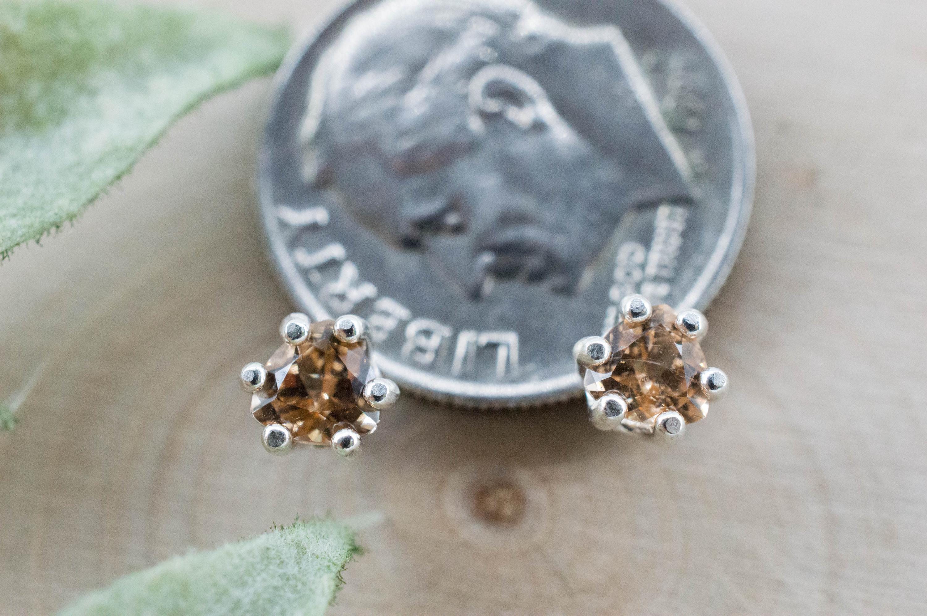 Hessonite Garnet Earrings; Natural Untreated Canada Garnet; 0535cts