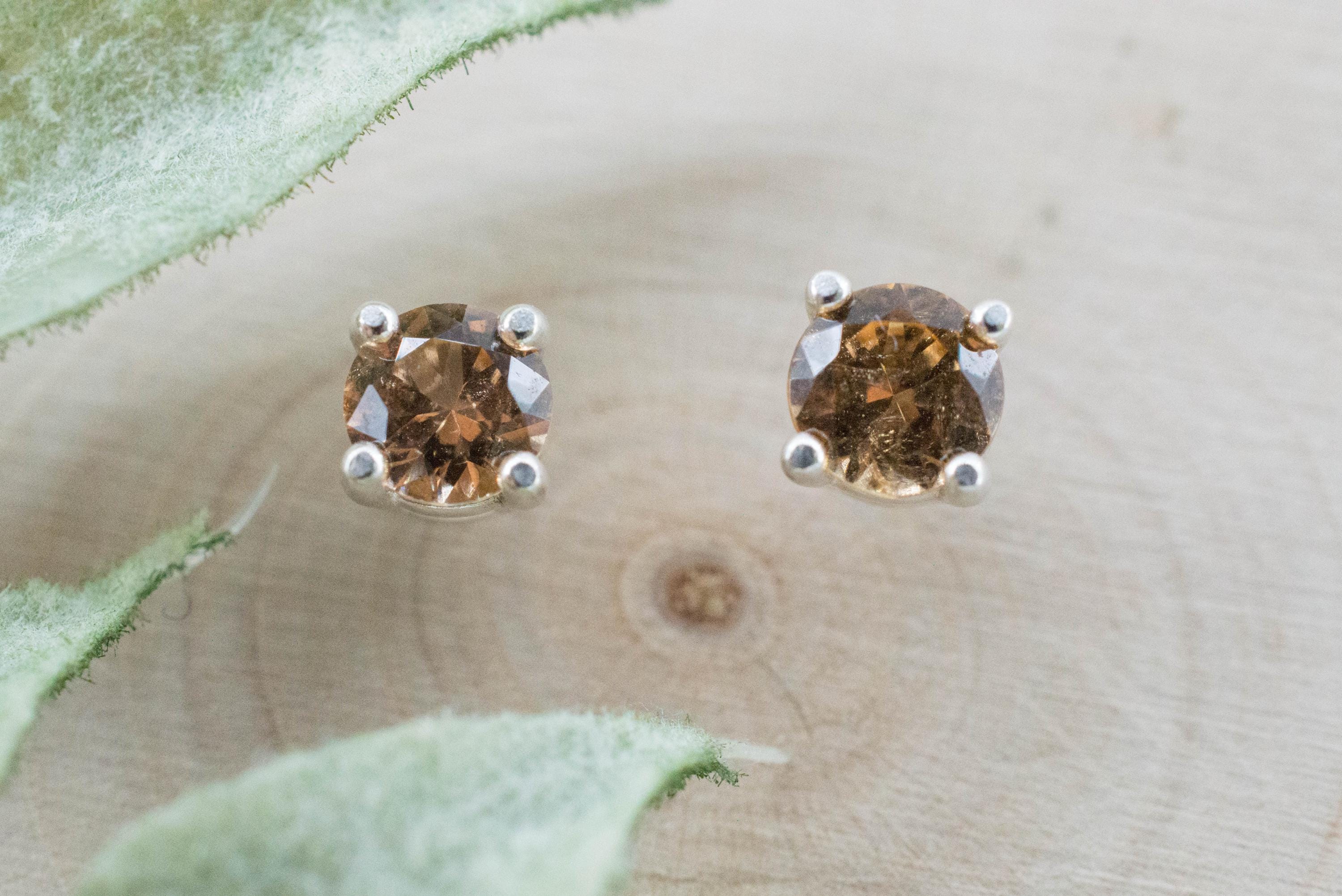 Hessonite Garnet Earrings; Natural Untreated Canada Garnet; 0.825cts