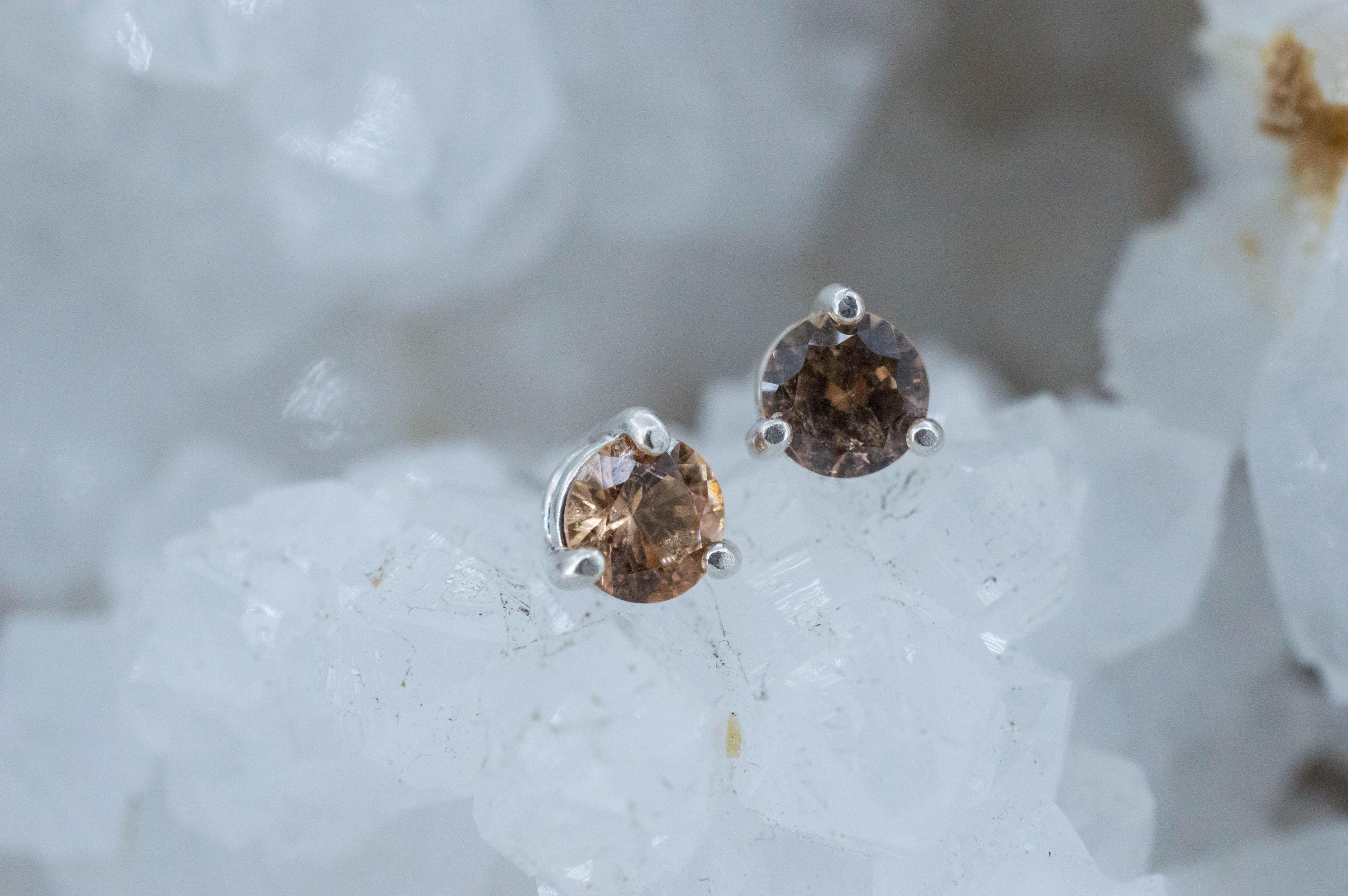 Hessonite Garnet Earrings; Natural Untreated Canada Garnet; 1.000cts