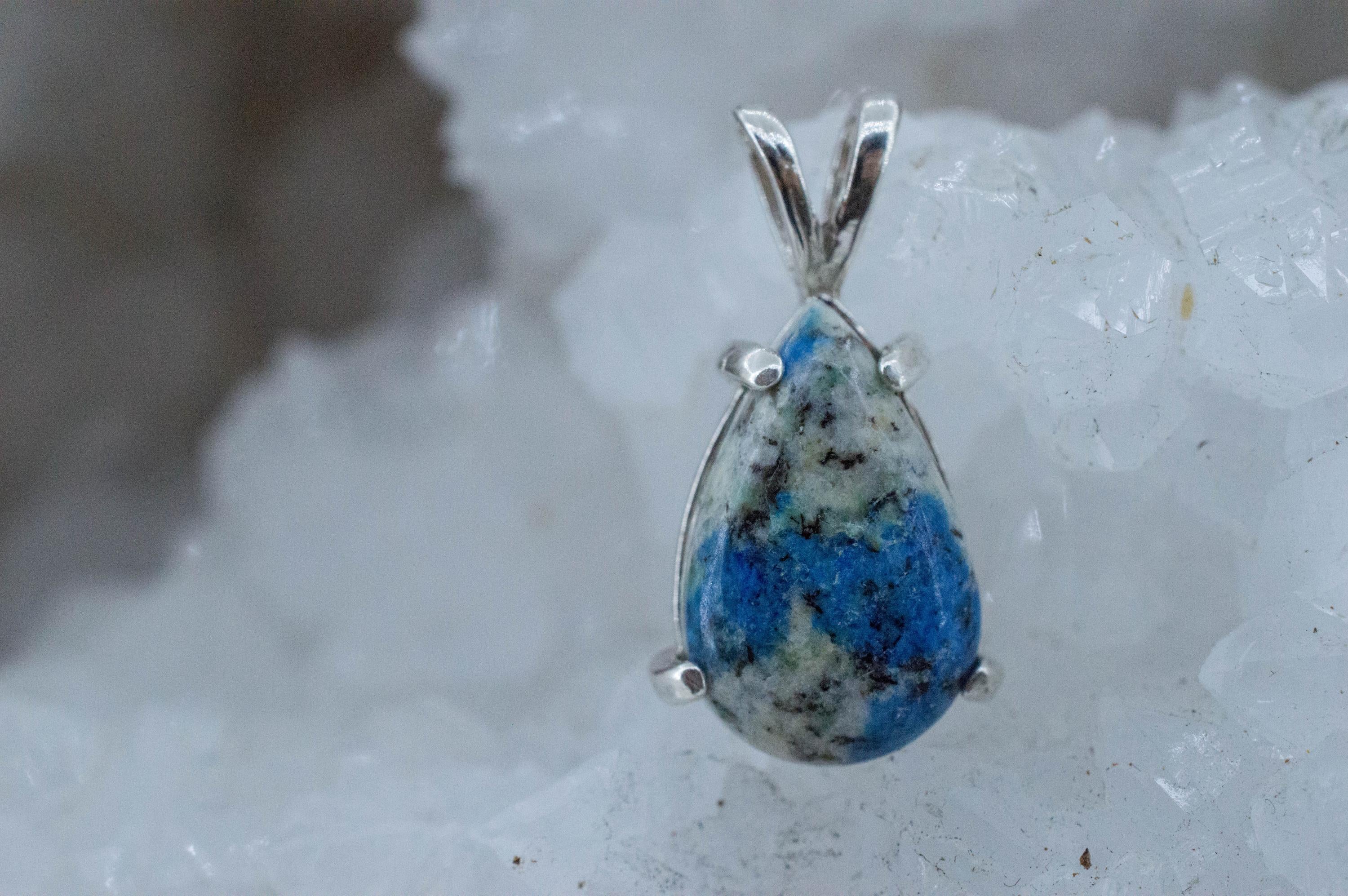 K2 Stone Pendant; Natural Untreated K2 Granite and Azurite; 7.860cts