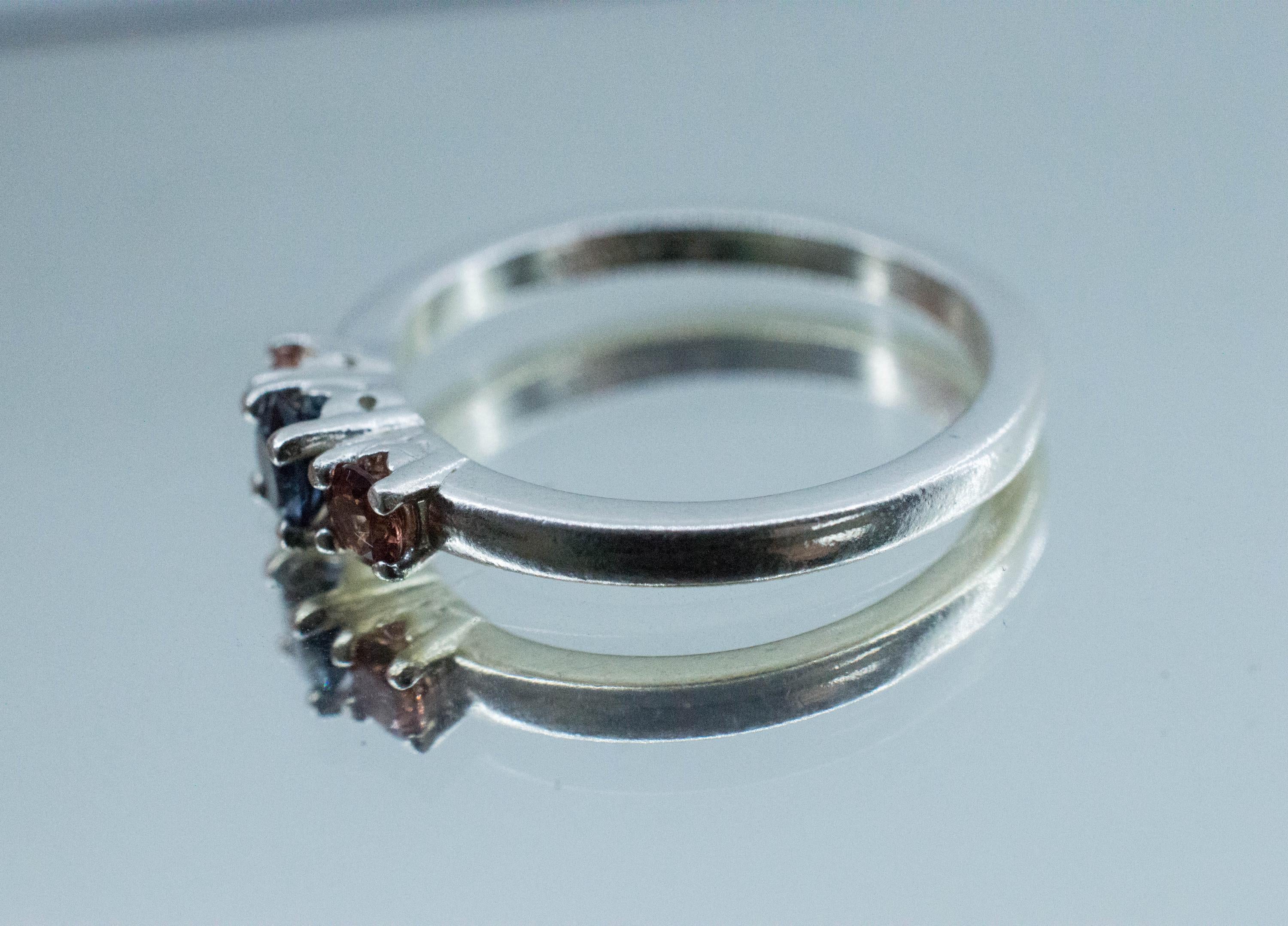 Spinel Ring, Natural Untreated Sri Lanka Blue and Orange Spinel