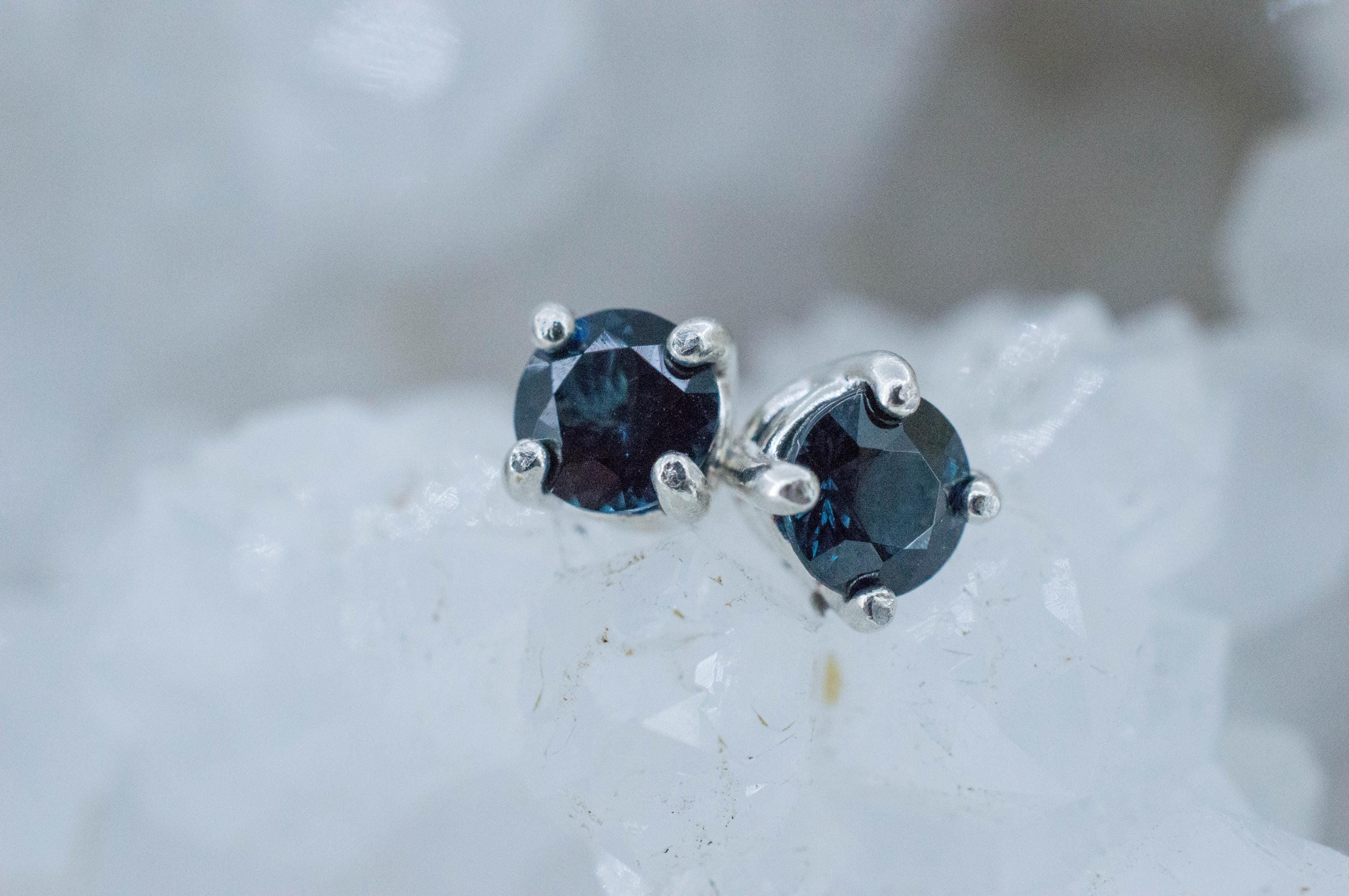Blue Spinel Earrings; Natural Untreated Sri Lanka Spinel; 0.990cts