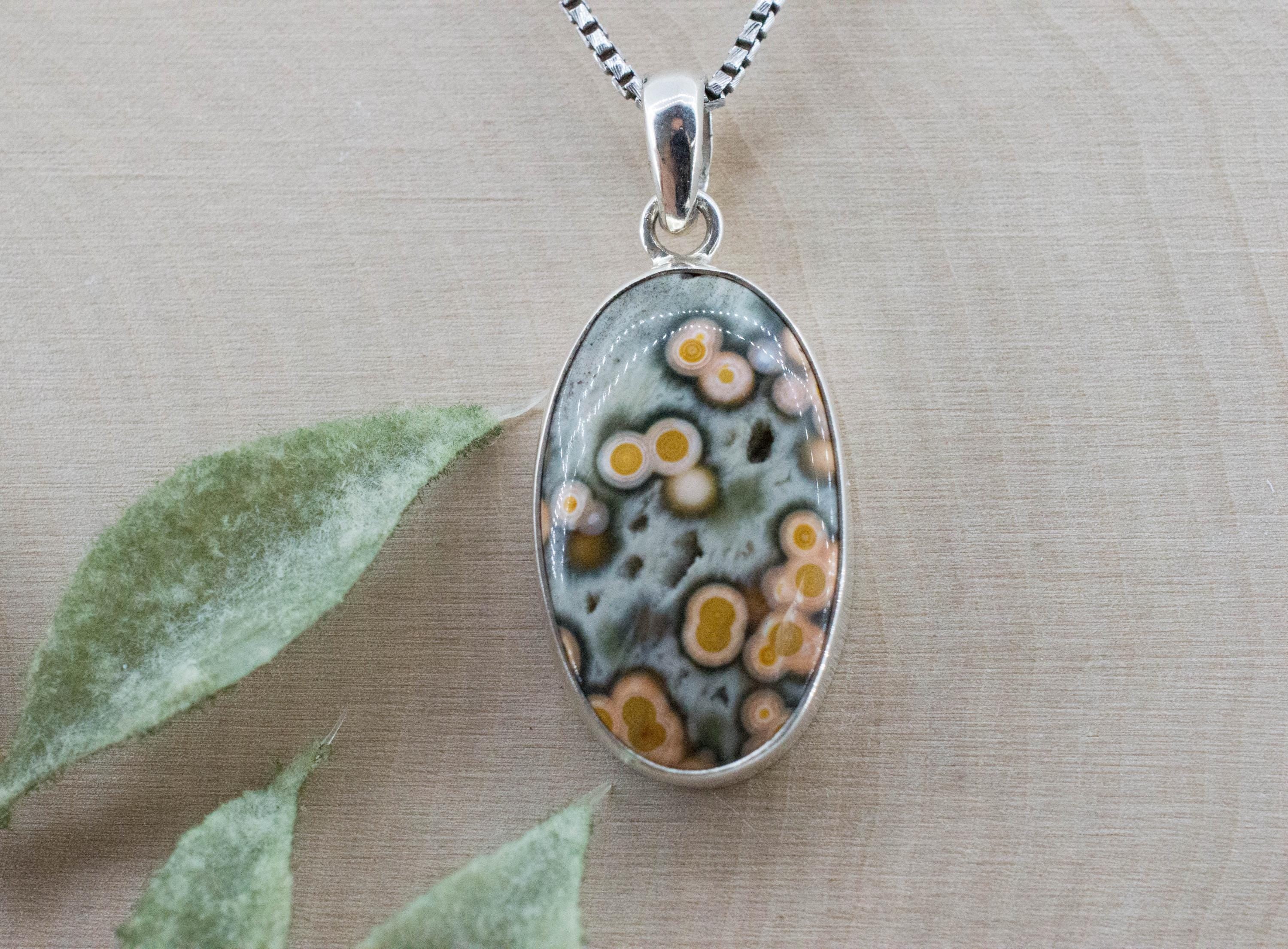 Ocean Jasper Pendant; Natural Untreated Madagascar Jasper; 24x14mm