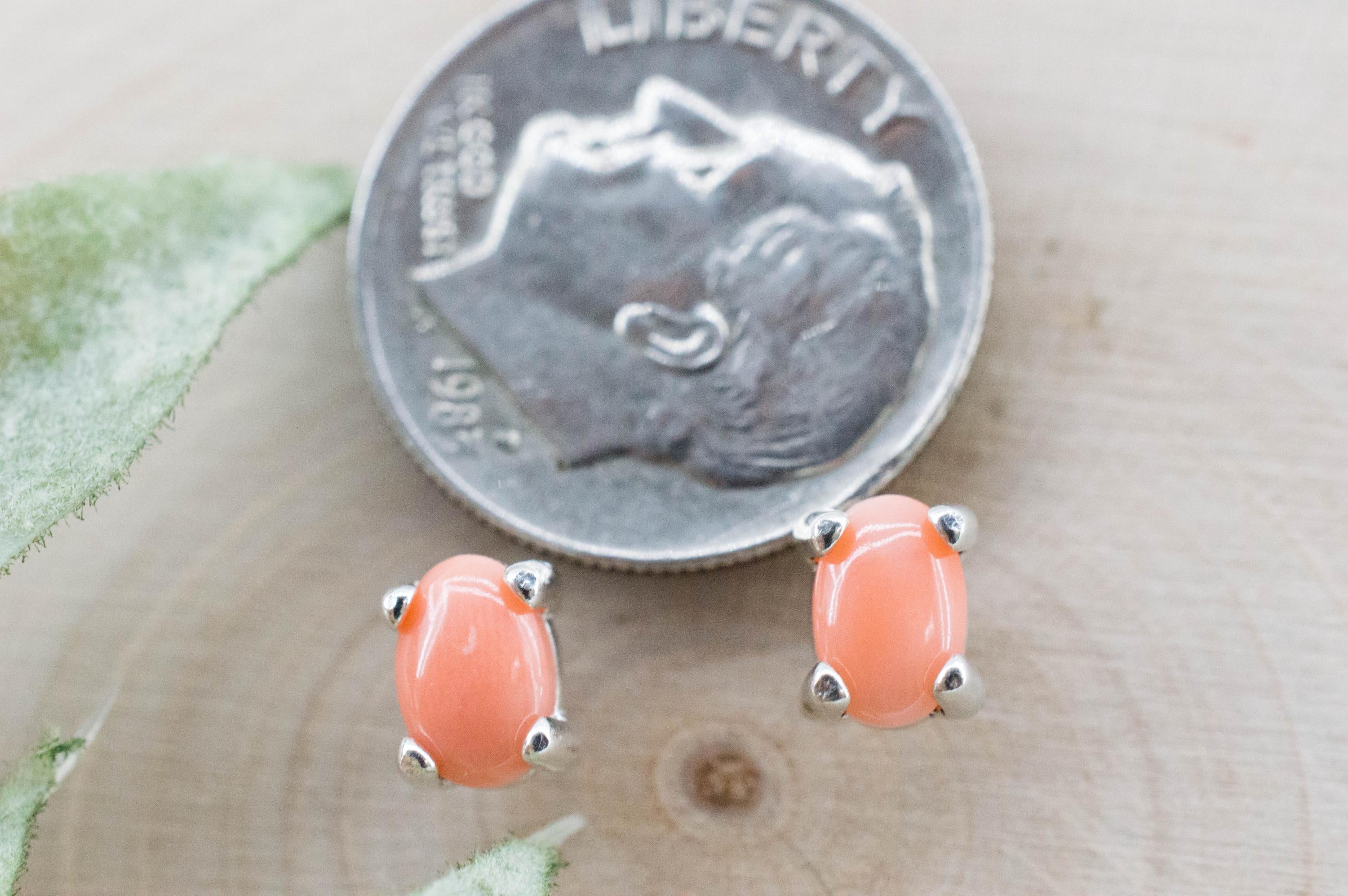 Precious Coral Earrings; Genuine Untreated Taiwan Angelskin Coral; 0.890cts - Mark Oliver Gems