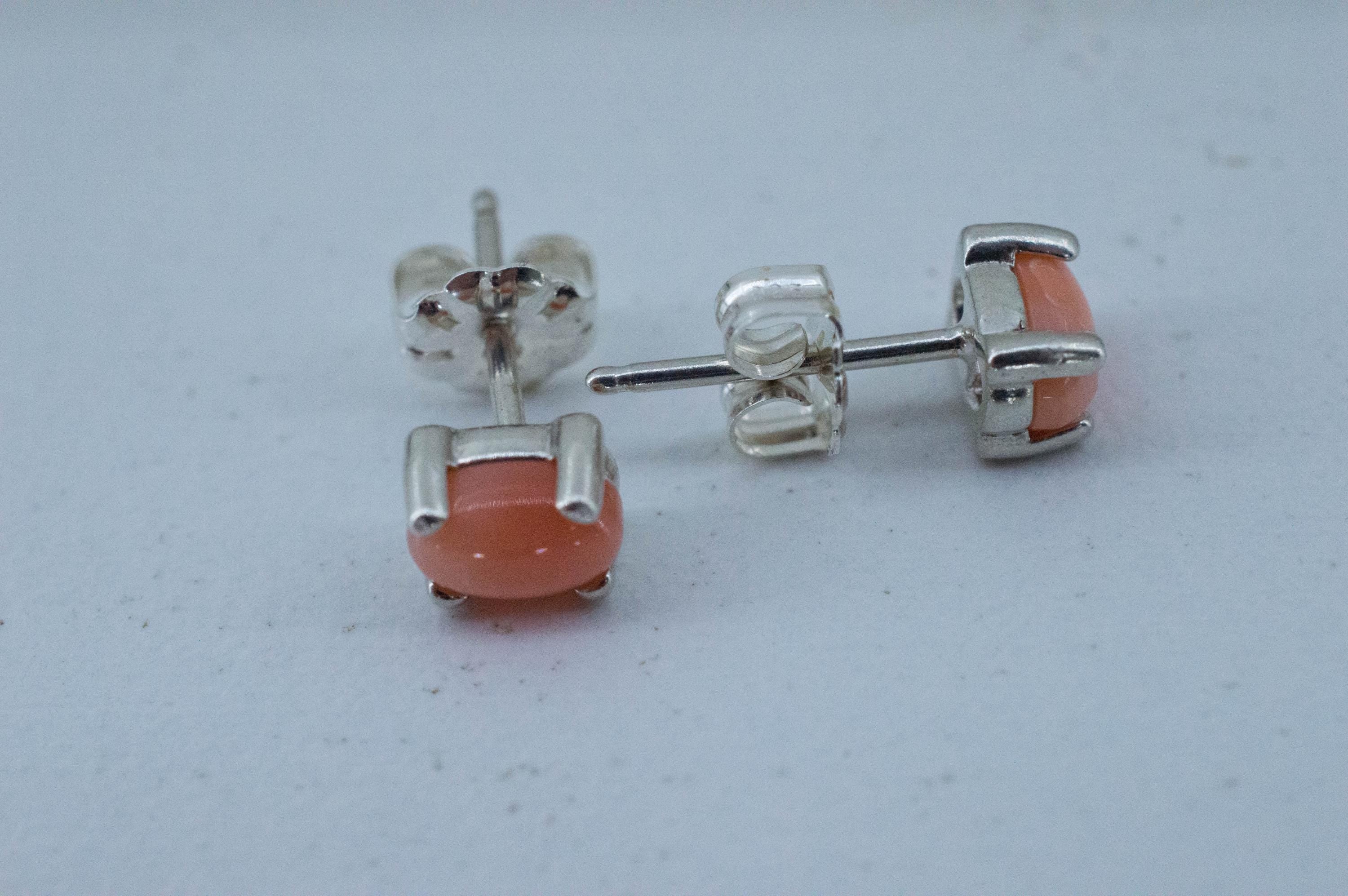 Precious Coral Earrings; Genuine Untreated Taiwan Angelskin Coral; 0.895cts - Mark Oliver Gems