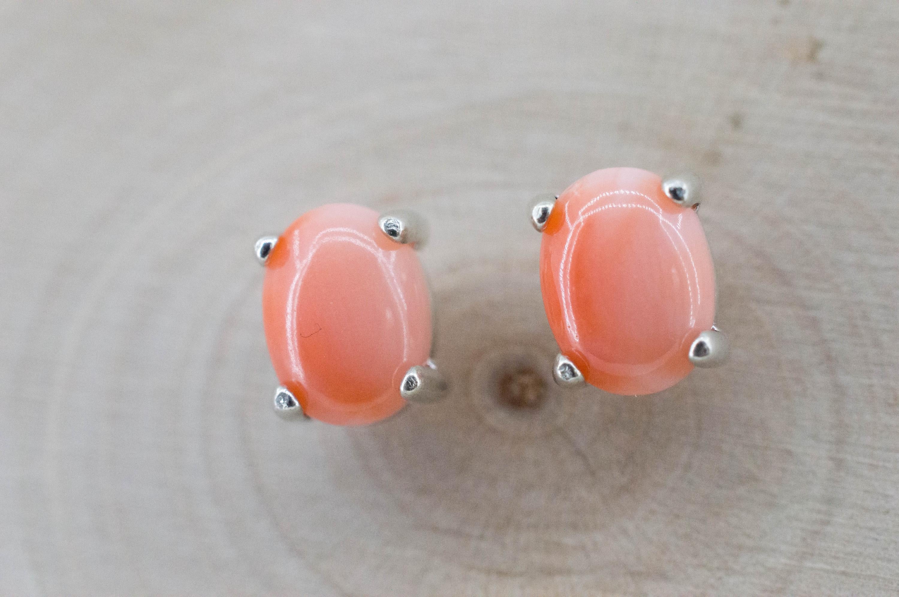Precious Coral Earrings; Genuine Untreated Taiwan Angelskin Coral; 2.270cts - Mark Oliver Gems