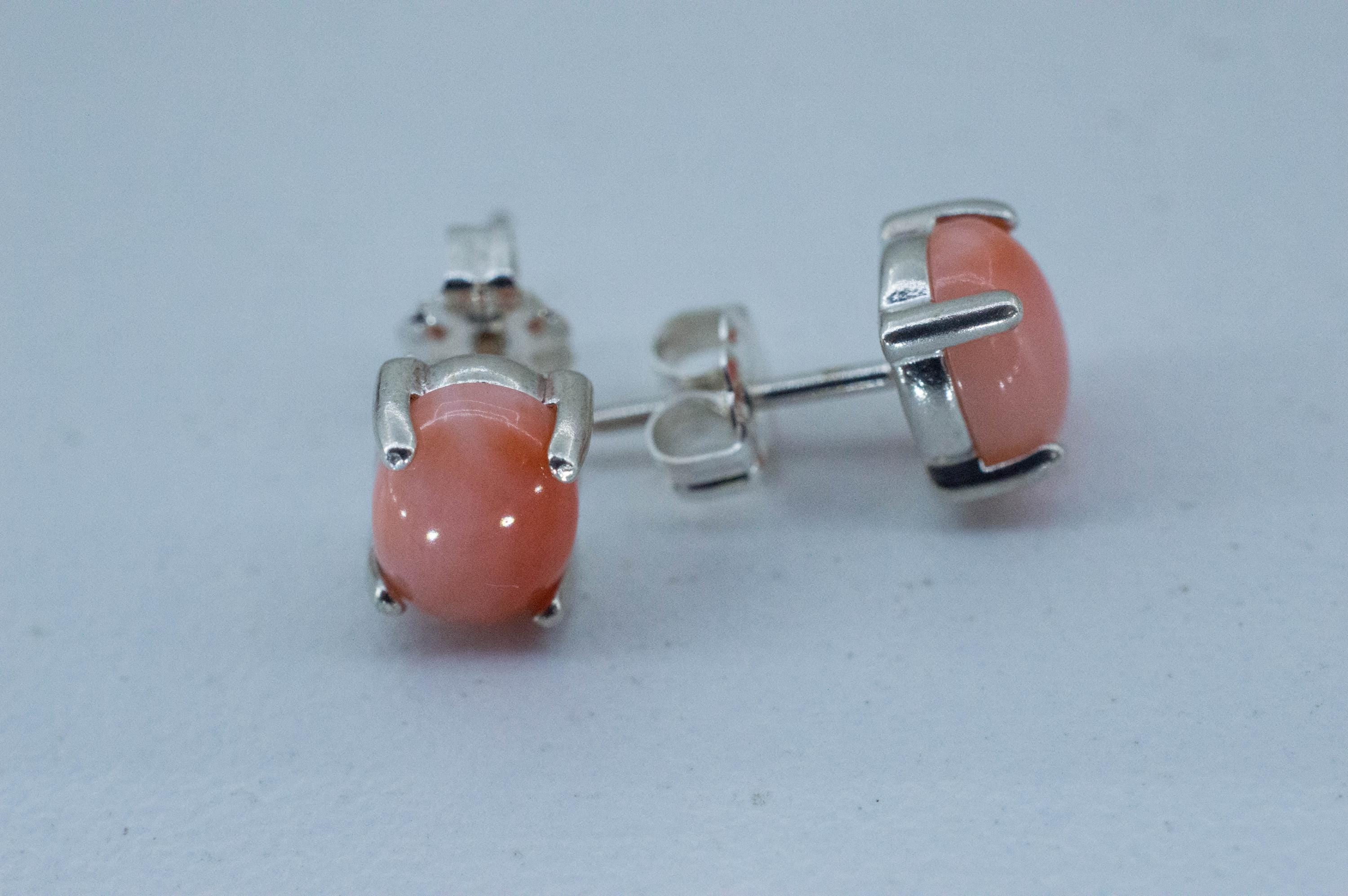 Precious Coral Earrings; Genuine Untreated Taiwan Angelskin Coral; 2.270cts - Mark Oliver Gems