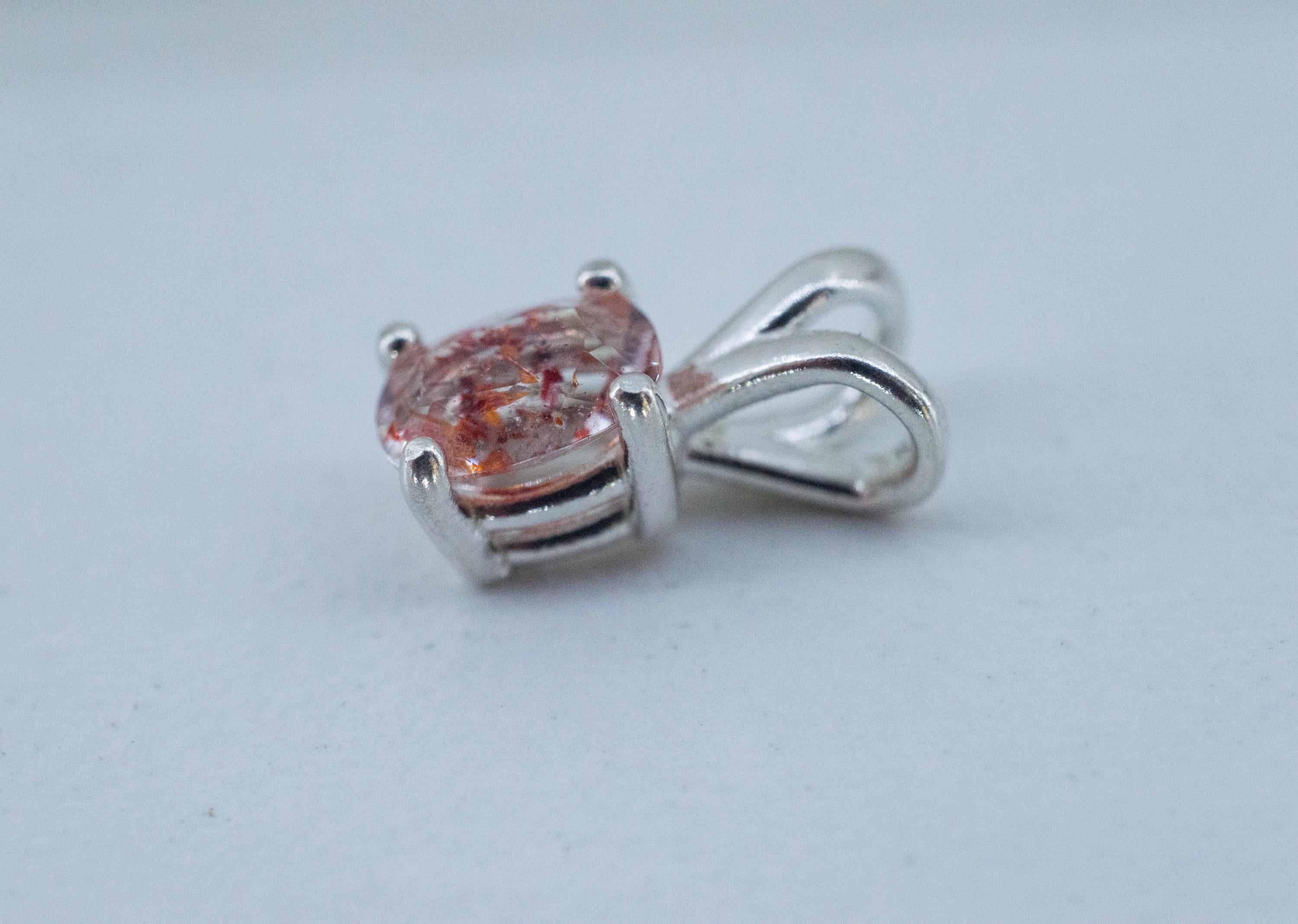 Hematite Quartz Pendant; Natural Untreated Tanzanian Fire and Ice Quartz; 0.635cts