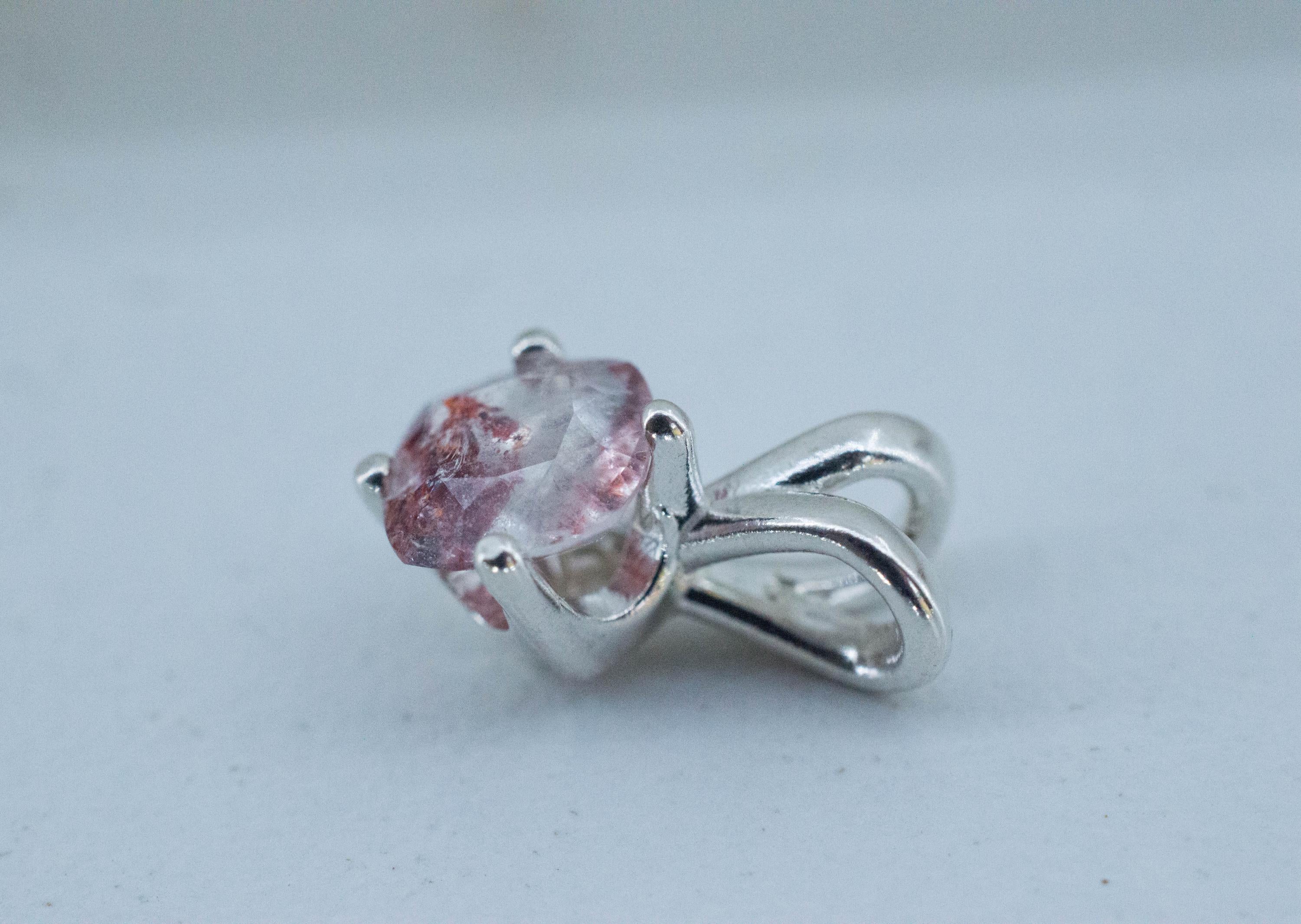 Hematite Quartz Pendant; Natural Untreated Tanzanian Fire and Ice Quartz; 0.885cts