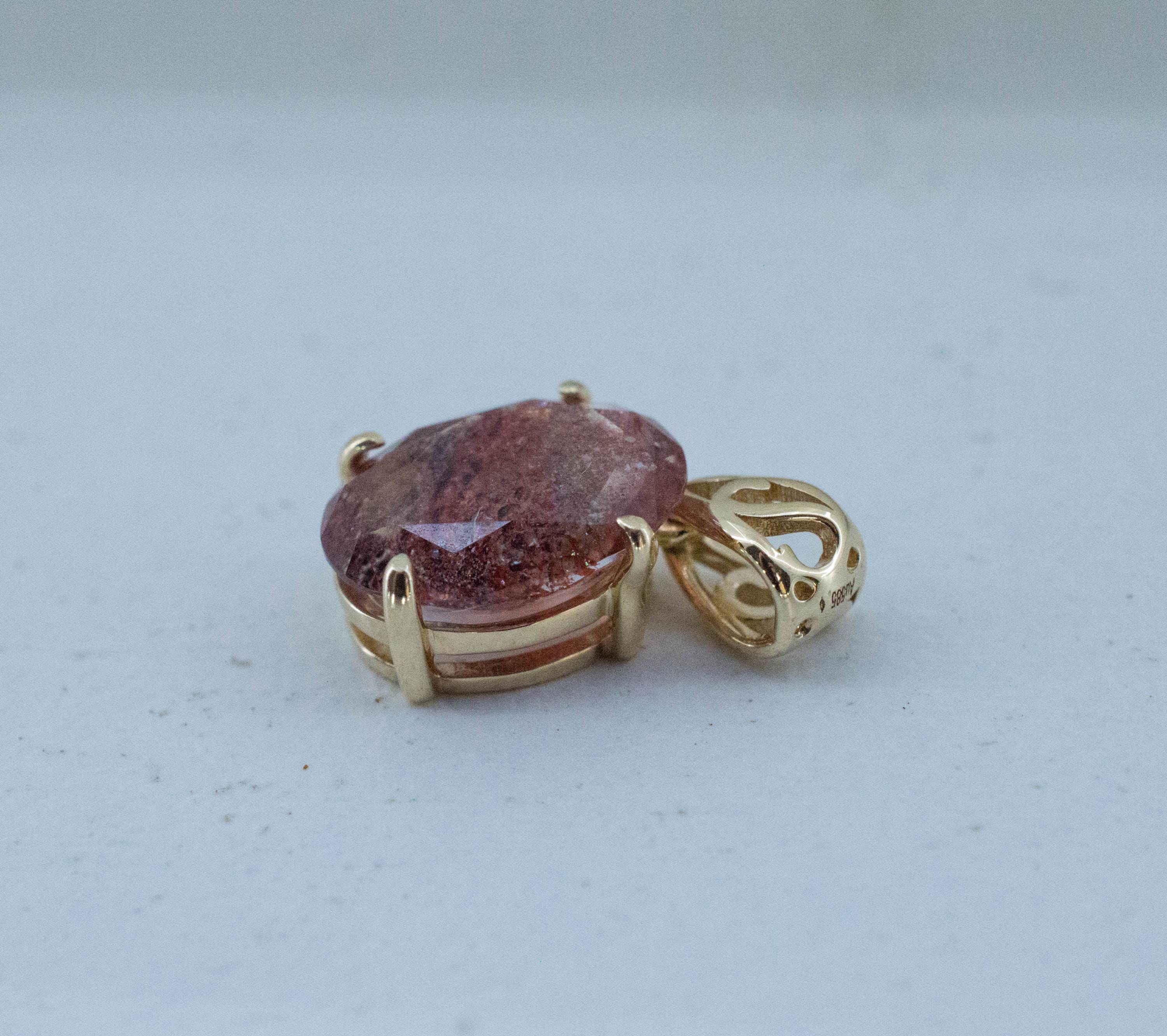 Hematite Quartz Pendant; Natural Untreated Tanzanian Fire and Ice Quartz; 1.965cts