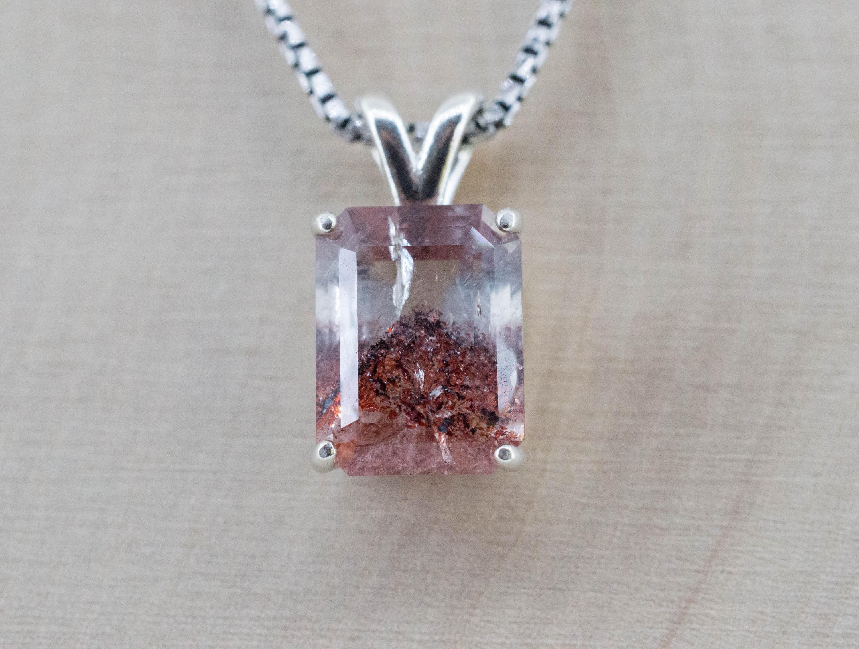 Hematite Quartz Pendant; Natural Untreated Tanzanian Fire and Ice Quartz; 4.325cts - Mark Oliver Gems