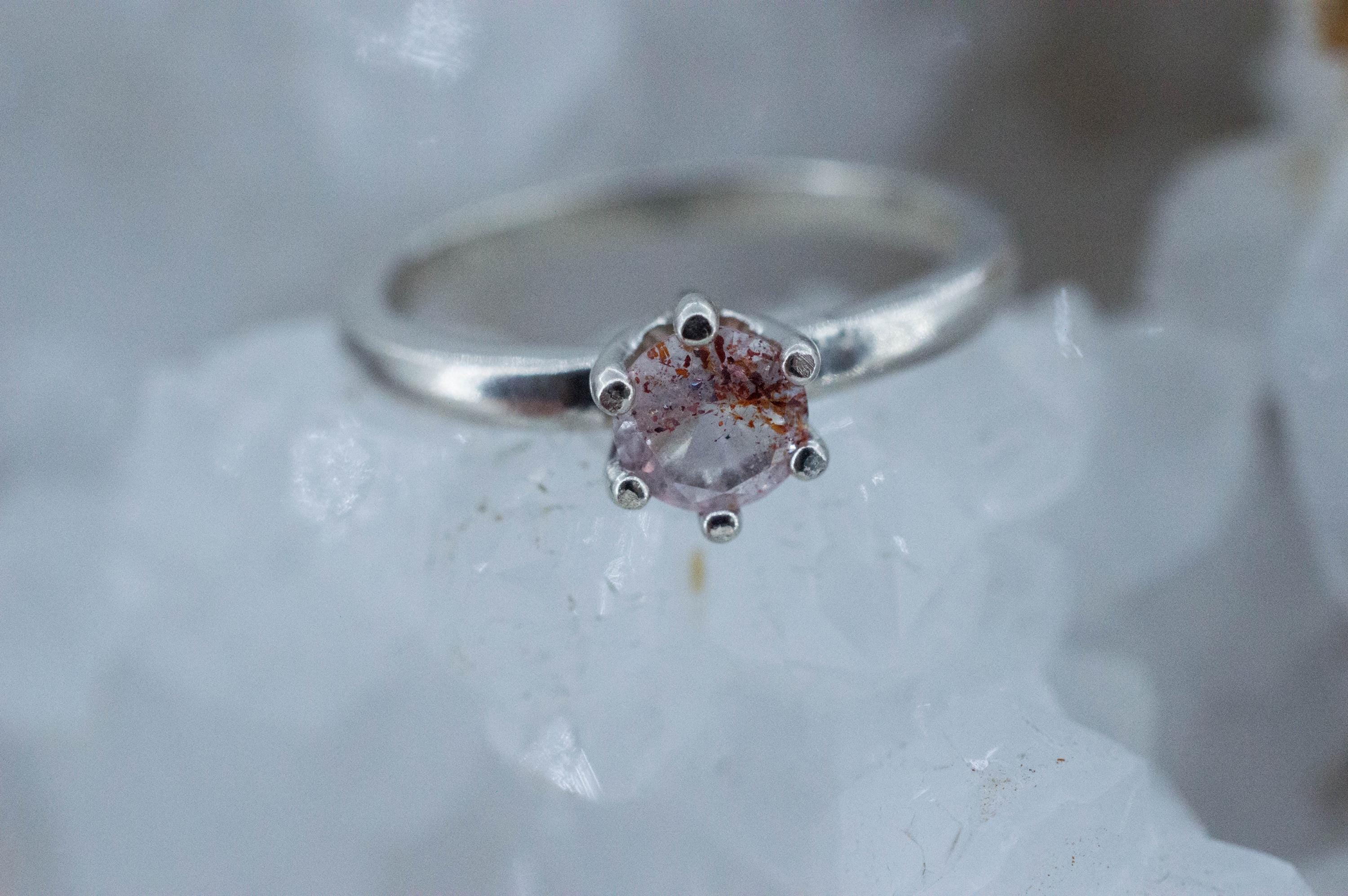 Hematite Quartz Ring; Natural Untreated Tanzania Fire and Ice Quartz; 0.380cts - Mark Oliver Gems