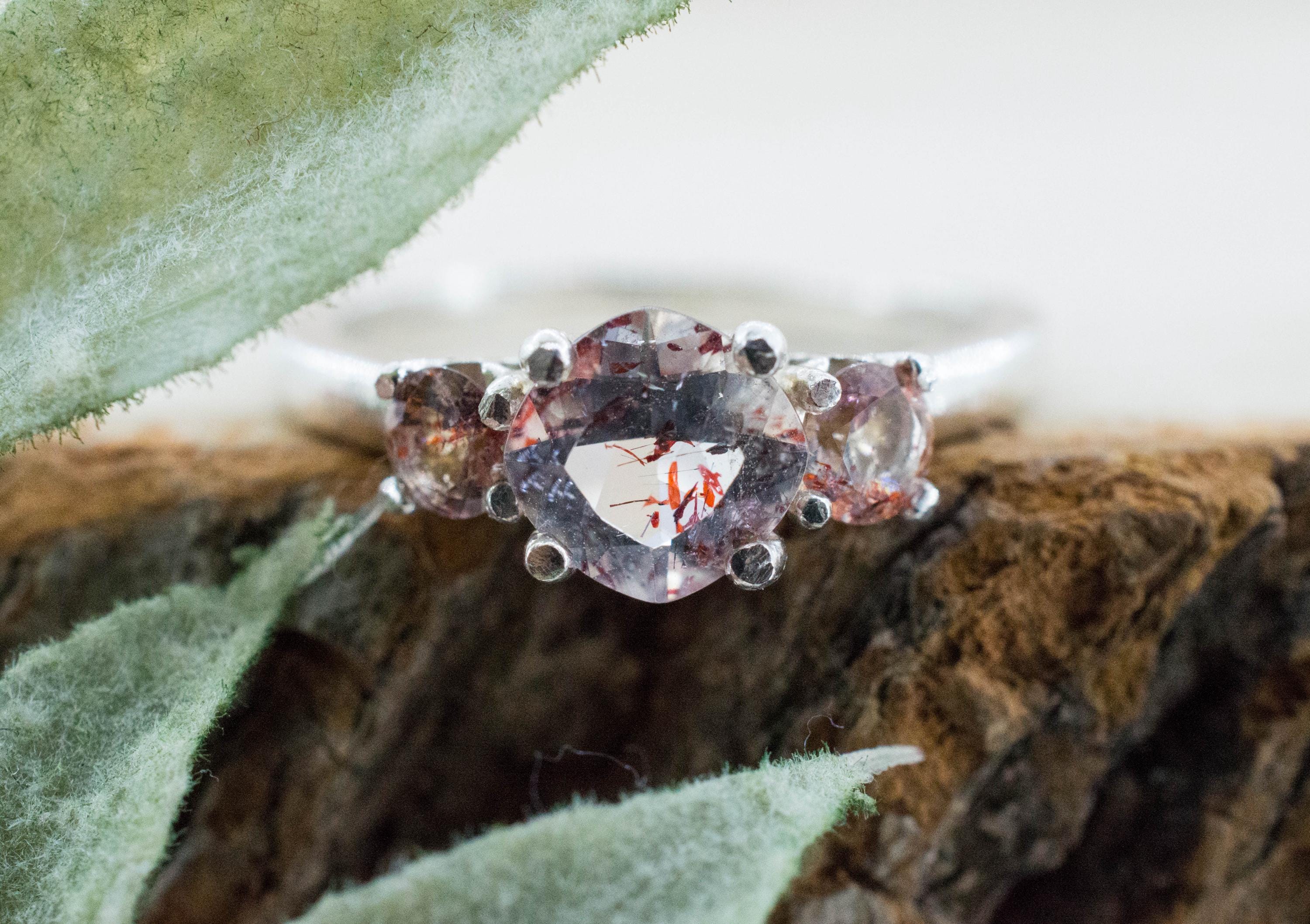 Hematite Quartz Ring; Natural Untreated Tanzania Fire and Ice Quartz; 1.040cts - Mark Oliver Gems