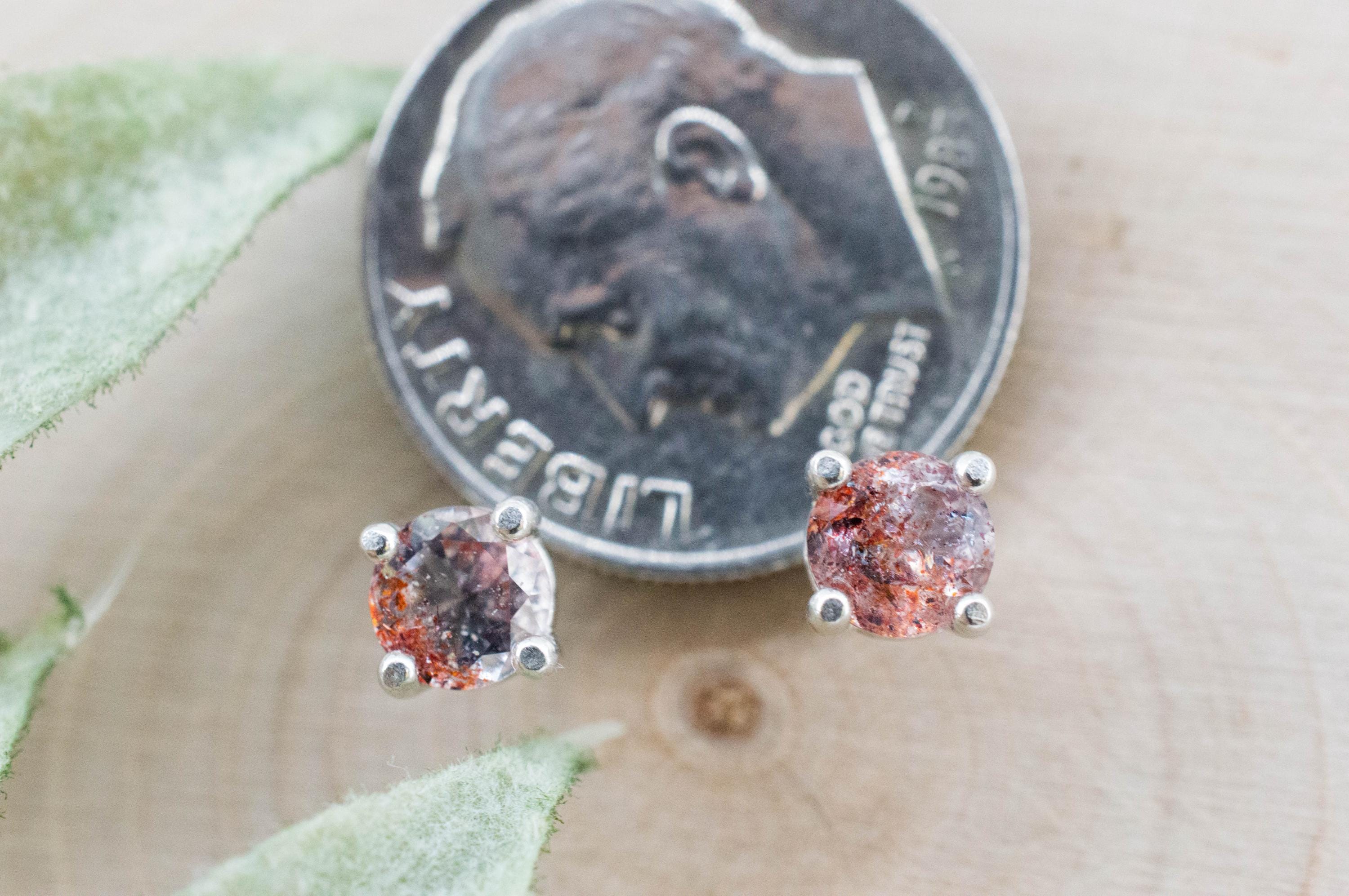 Hematite Quartz Earrings; Natural Untreated Tanzanian Fire and Ice Quartz; 0.590cts - Mark Oliver Gems