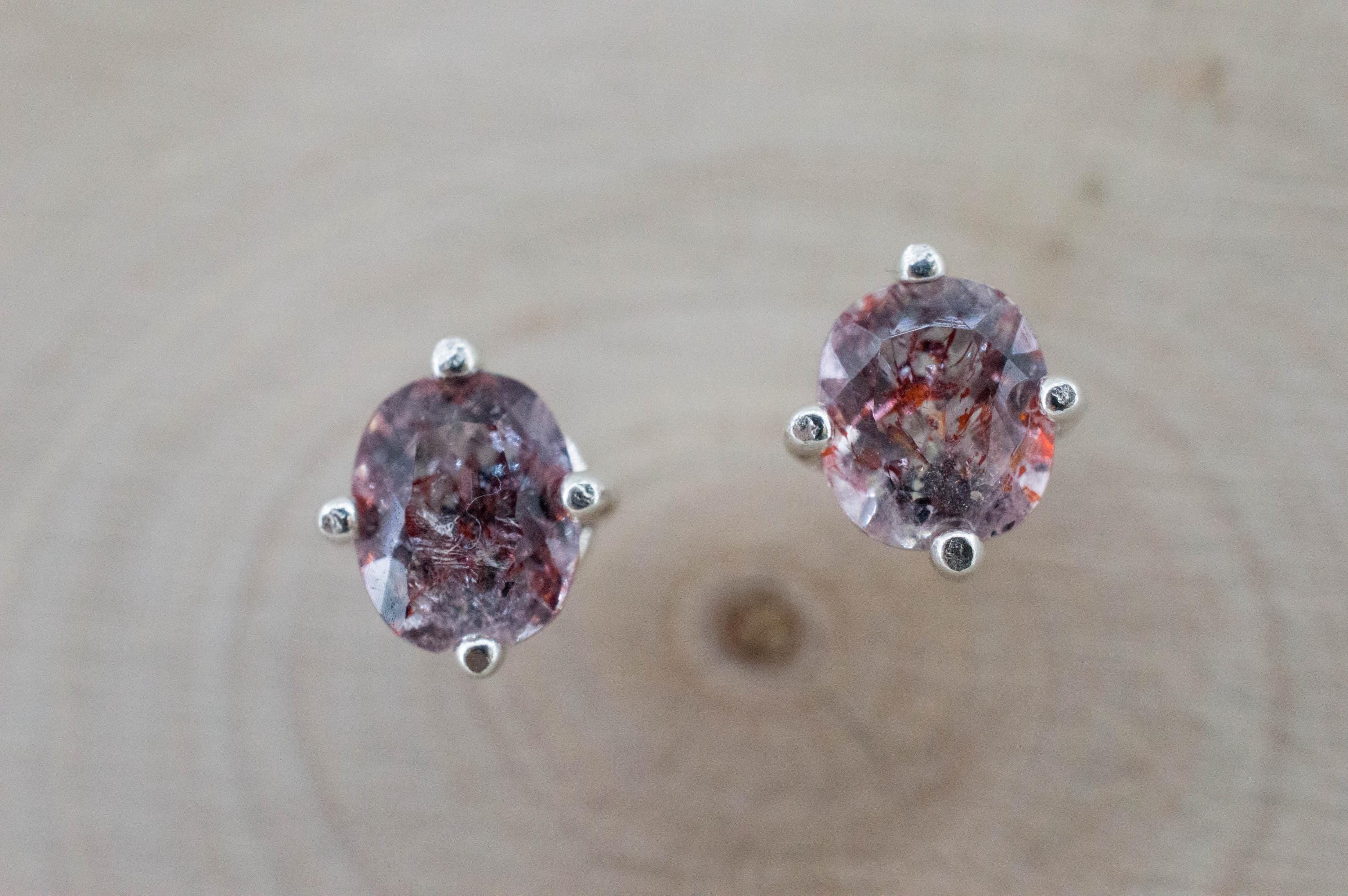Hematite Quartz Earrings; Natural Untreated Tanzanian Fire and Ice Quartz; 0.950cts - Mark Oliver Gems